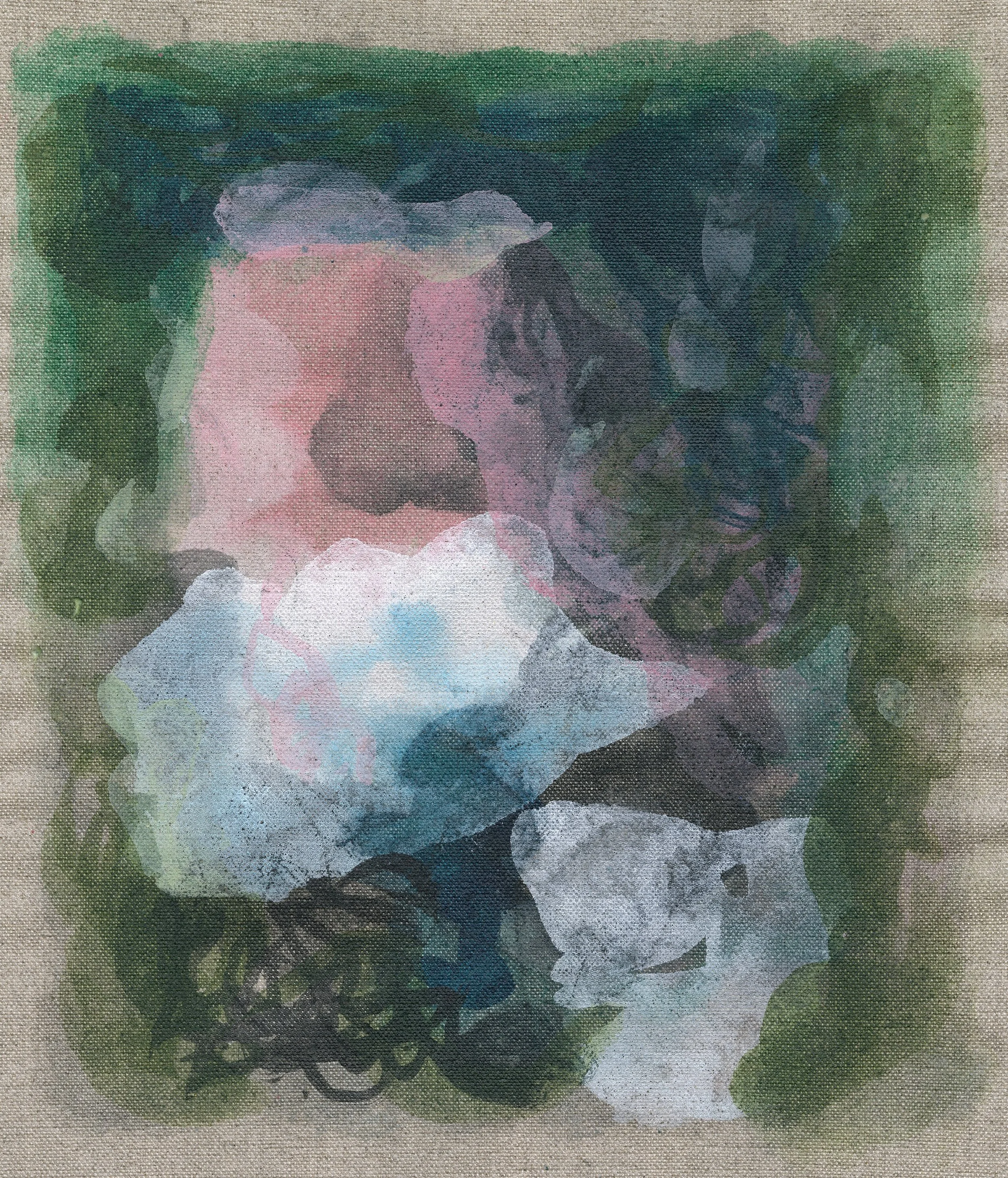 Abstract composition II, 2023. Mixed media on linen, 18.5 x 24.5cm