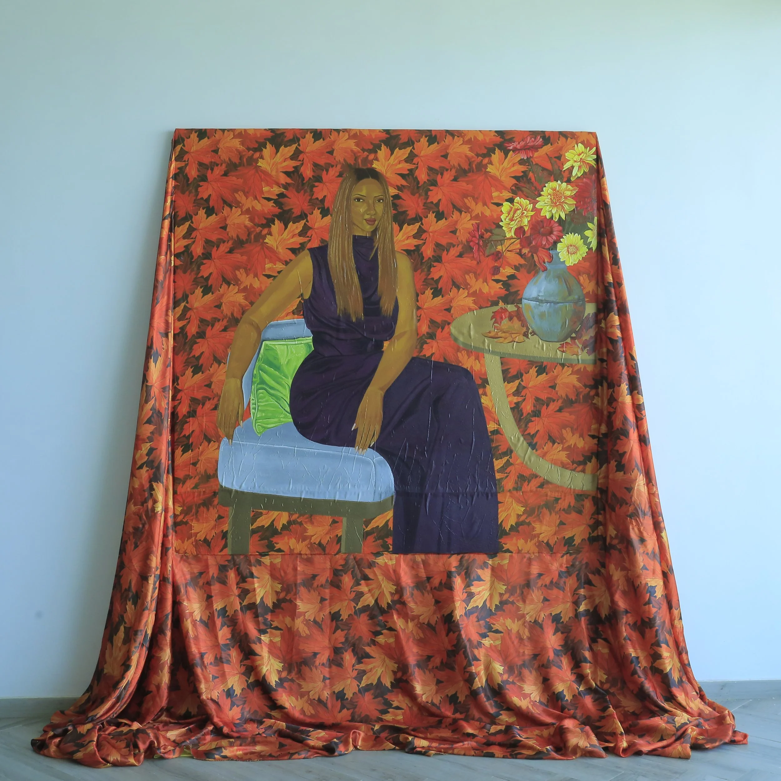 The Melted Canvas #2, 2025, Oil and fabric on canvas, 165cm x 165cm.