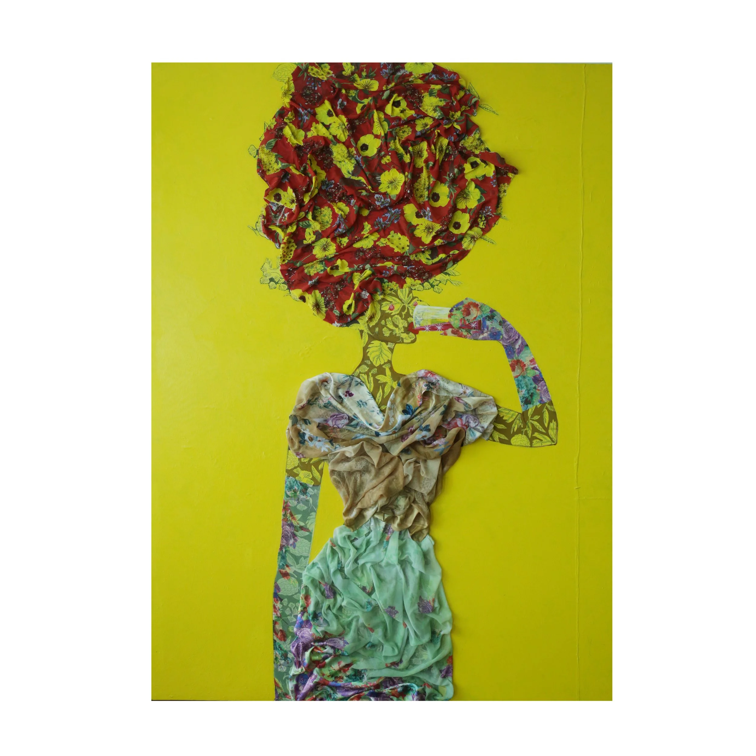 Drinking the Sky with Ice #6, 2024, Oil and fabric on canvas, 203cm x 152cm.