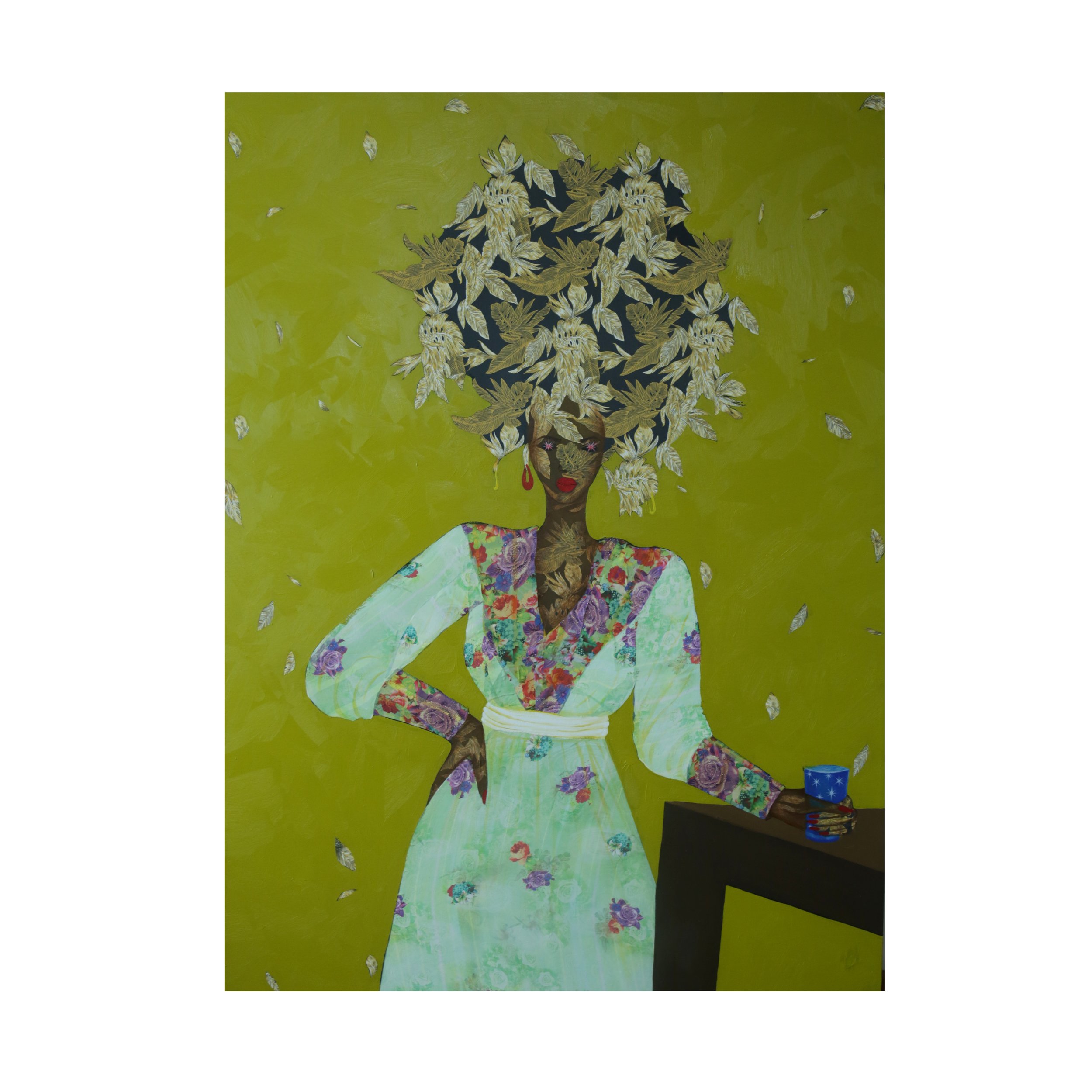 Drinking the Sky with Ice #5, 2024, Oil and fabric on canvas, 203cm x 152cm.