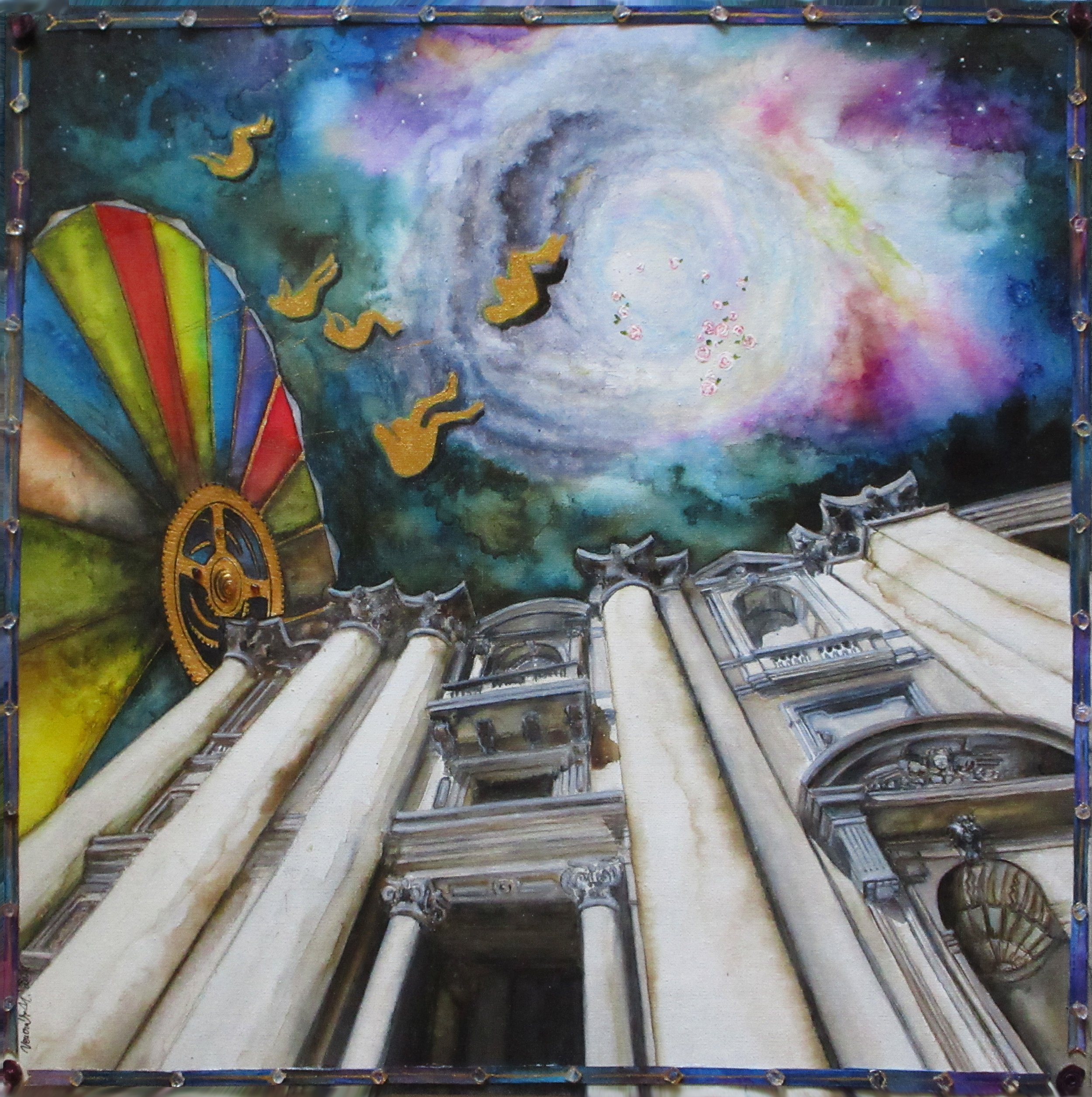 Breakthrough  2025 Watercolor, Pen on Canvas 30 x 30 cm