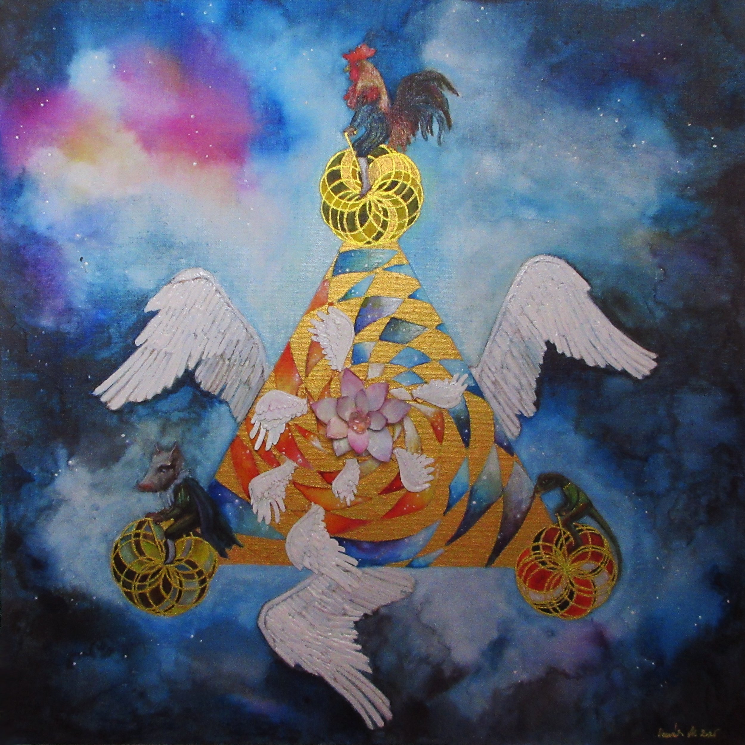 Breakthrough 2 – The Inner Path  2025  Watercolor, Pen on Canvas 30 x 30 cm