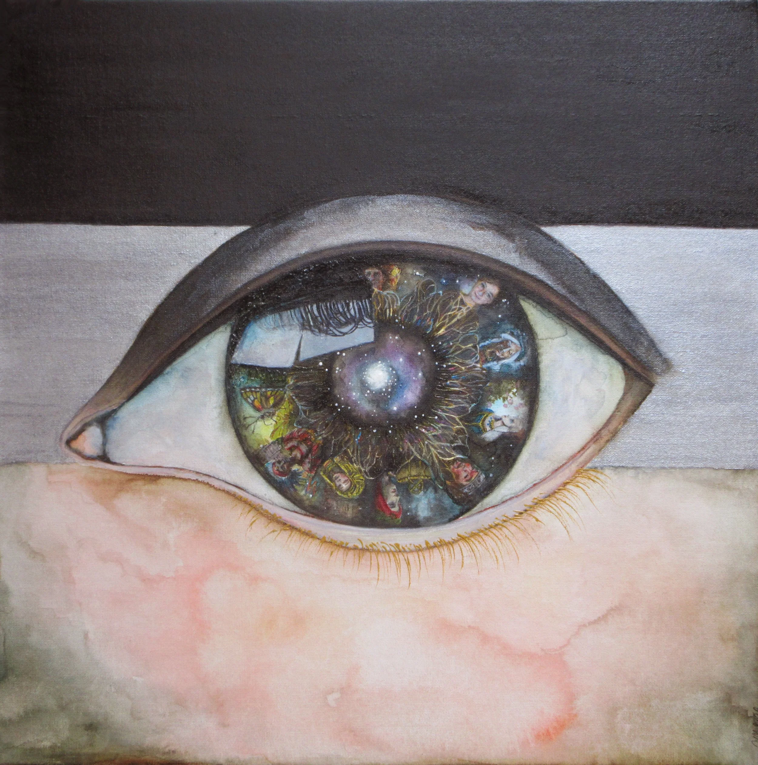 Incarnations, or the Eye as the Mirror of the Soul  2026   Watercolor on Canvas 30 x 30 cm