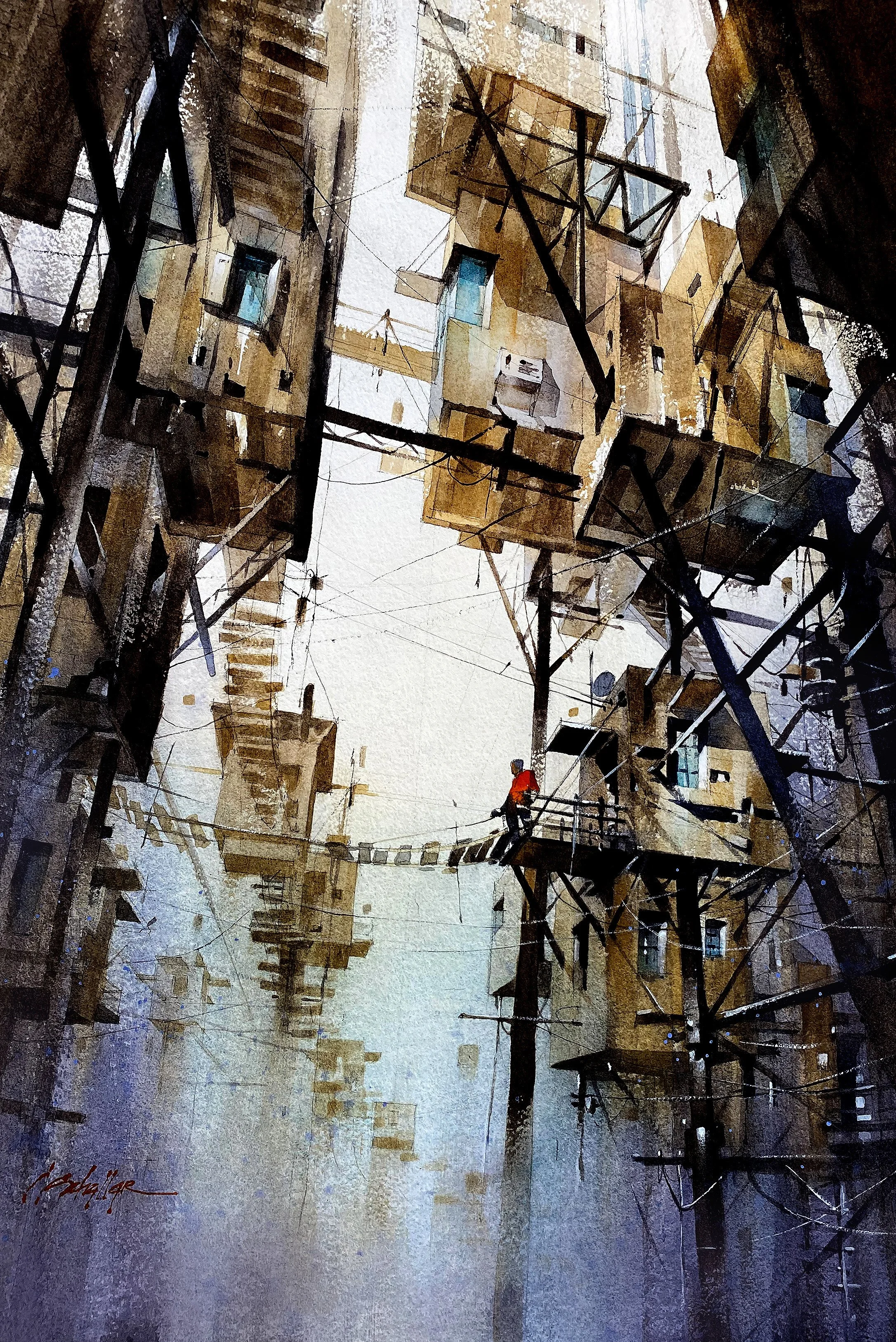 Treehouses Without Trees; Watercolor 2021, 76x56cm