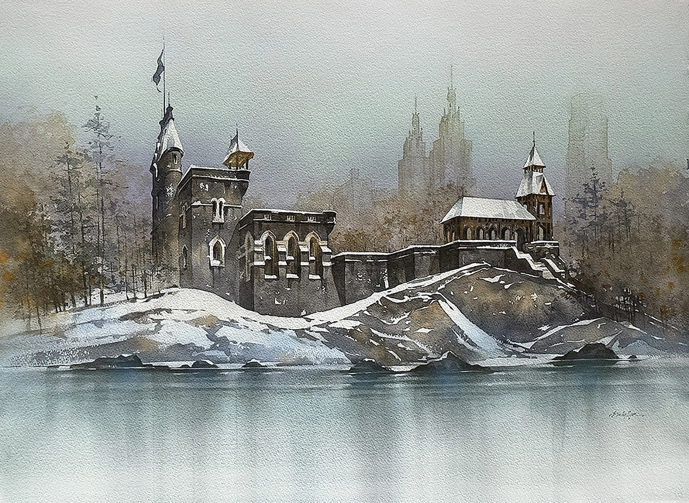 Winter Belvedere: Watercolor 2024 56x76cm