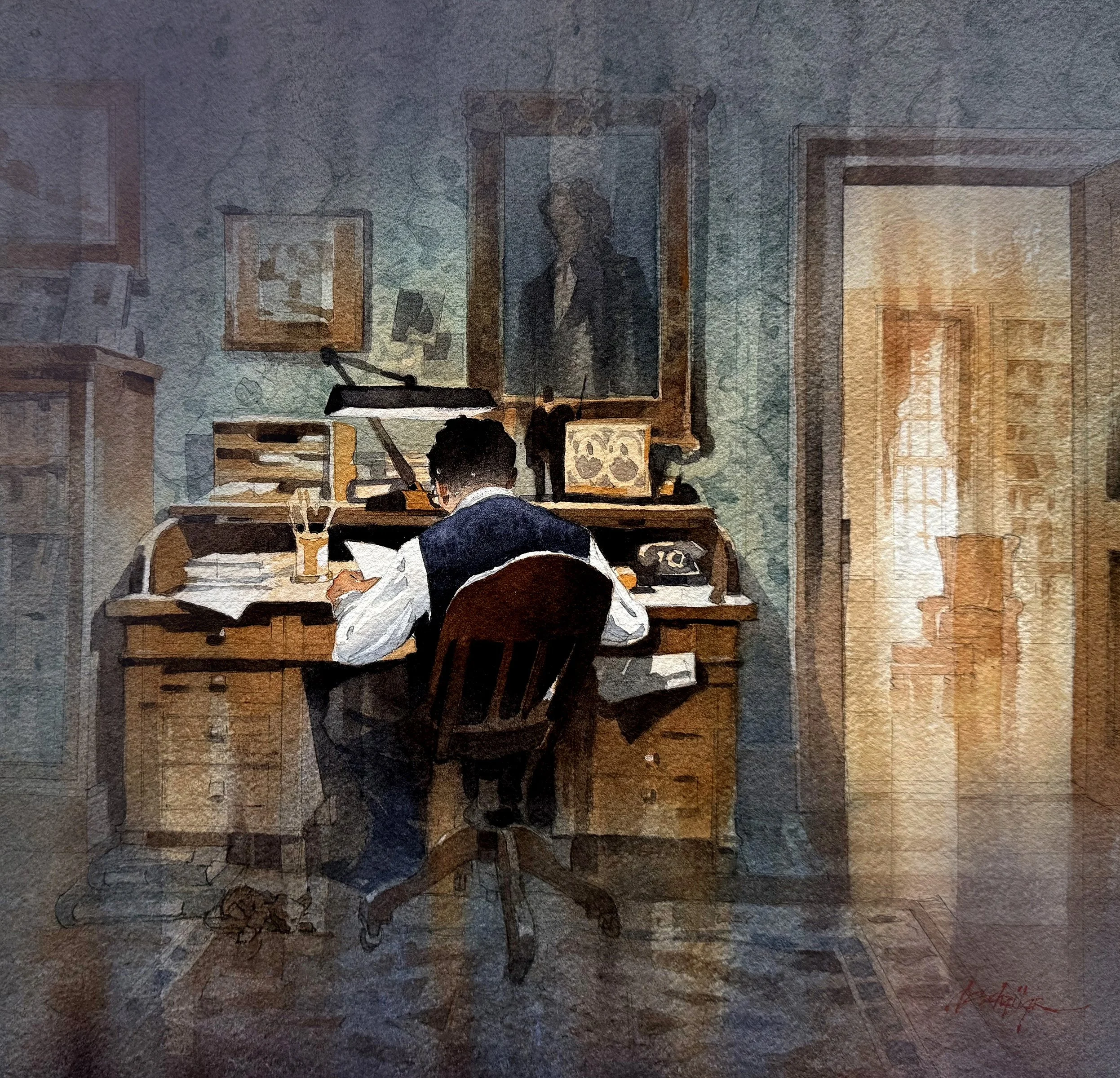 First Light; Watercolor,2025, 56x56cm