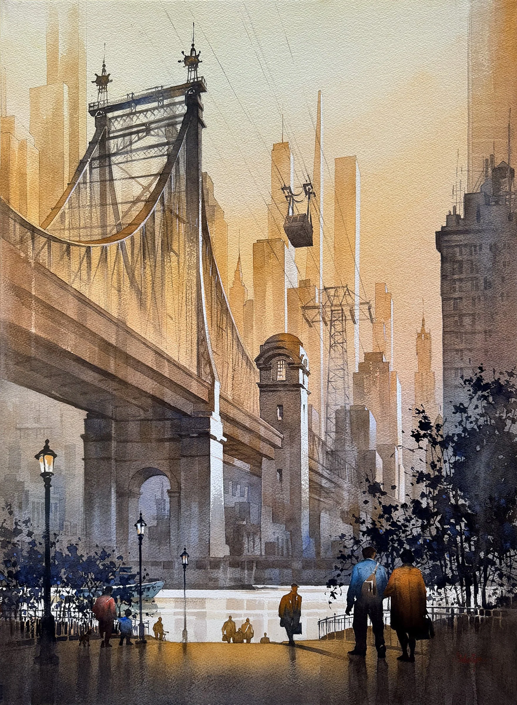 Golden City: Watercolor 2025, 76x56cm