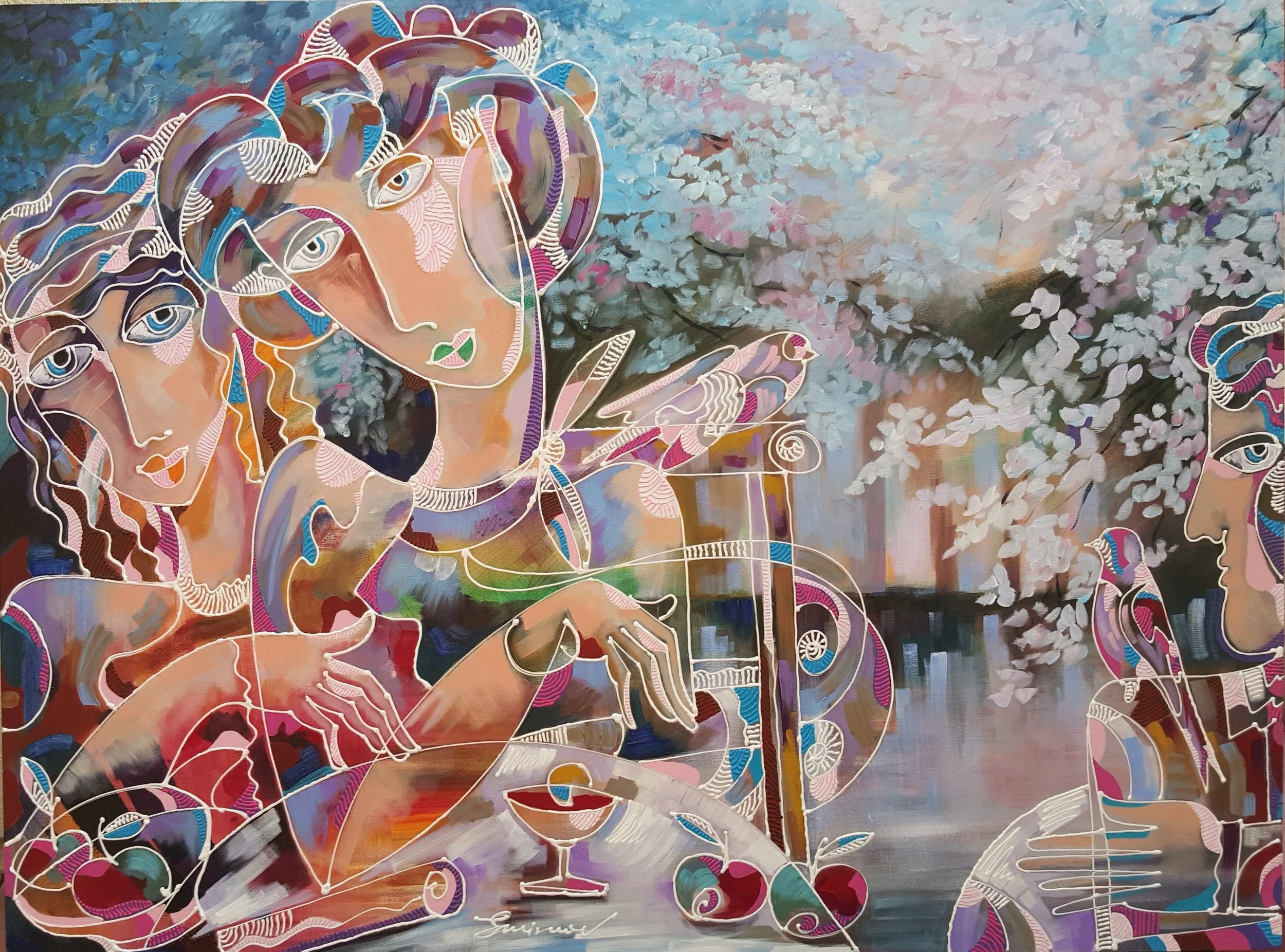 Cherry blossom, acrylic on canvas, 85 x 120 cm, 2015