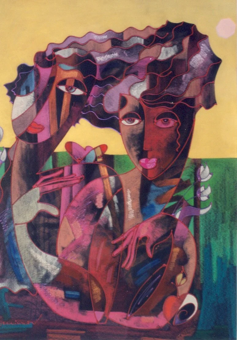 Lovers, mix media on paper, 90x60 cm, 2006