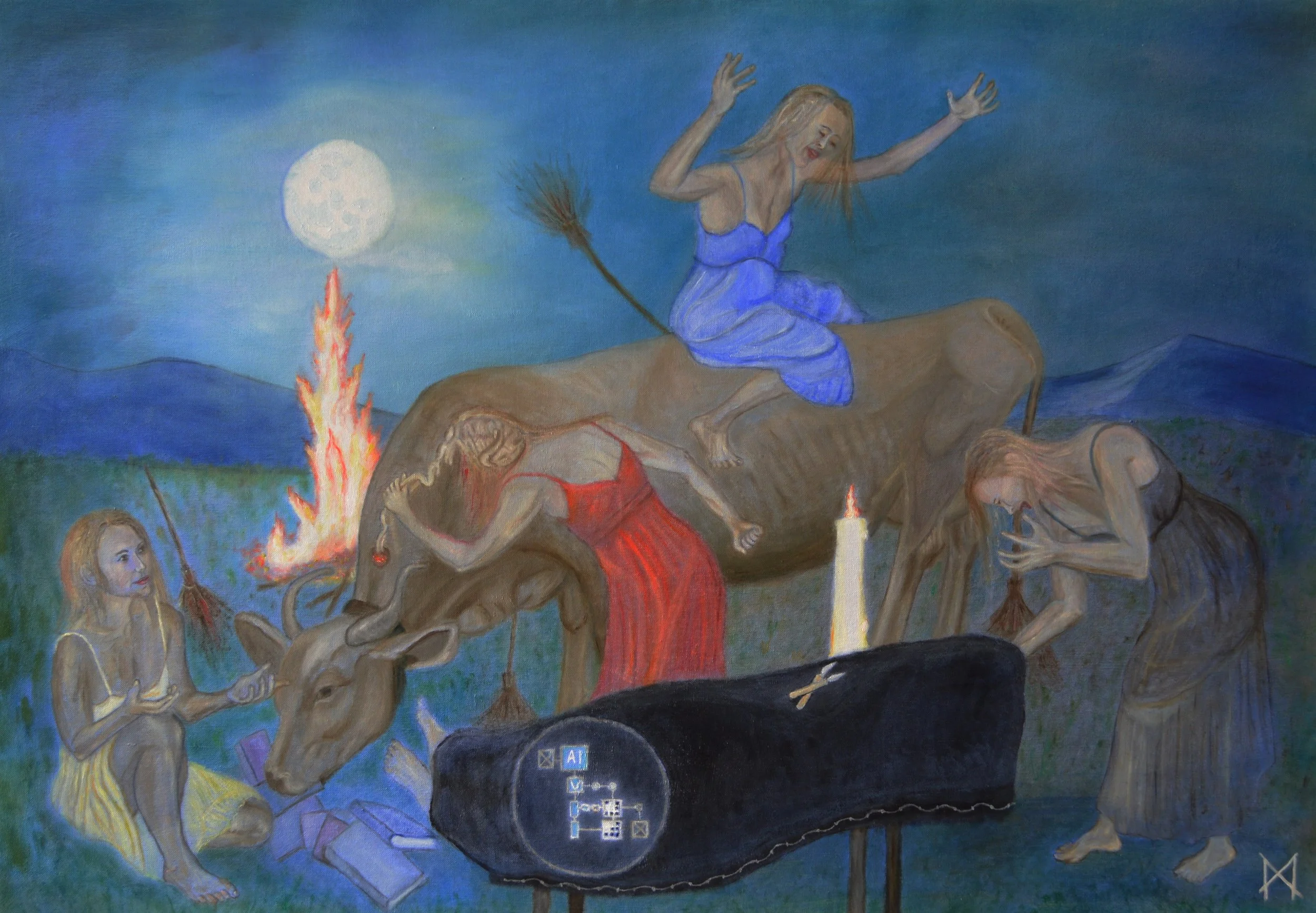 The Sorcerer's Apprentice (with Goethe), 2024, oil on canvas, 70 cm x 100 cm