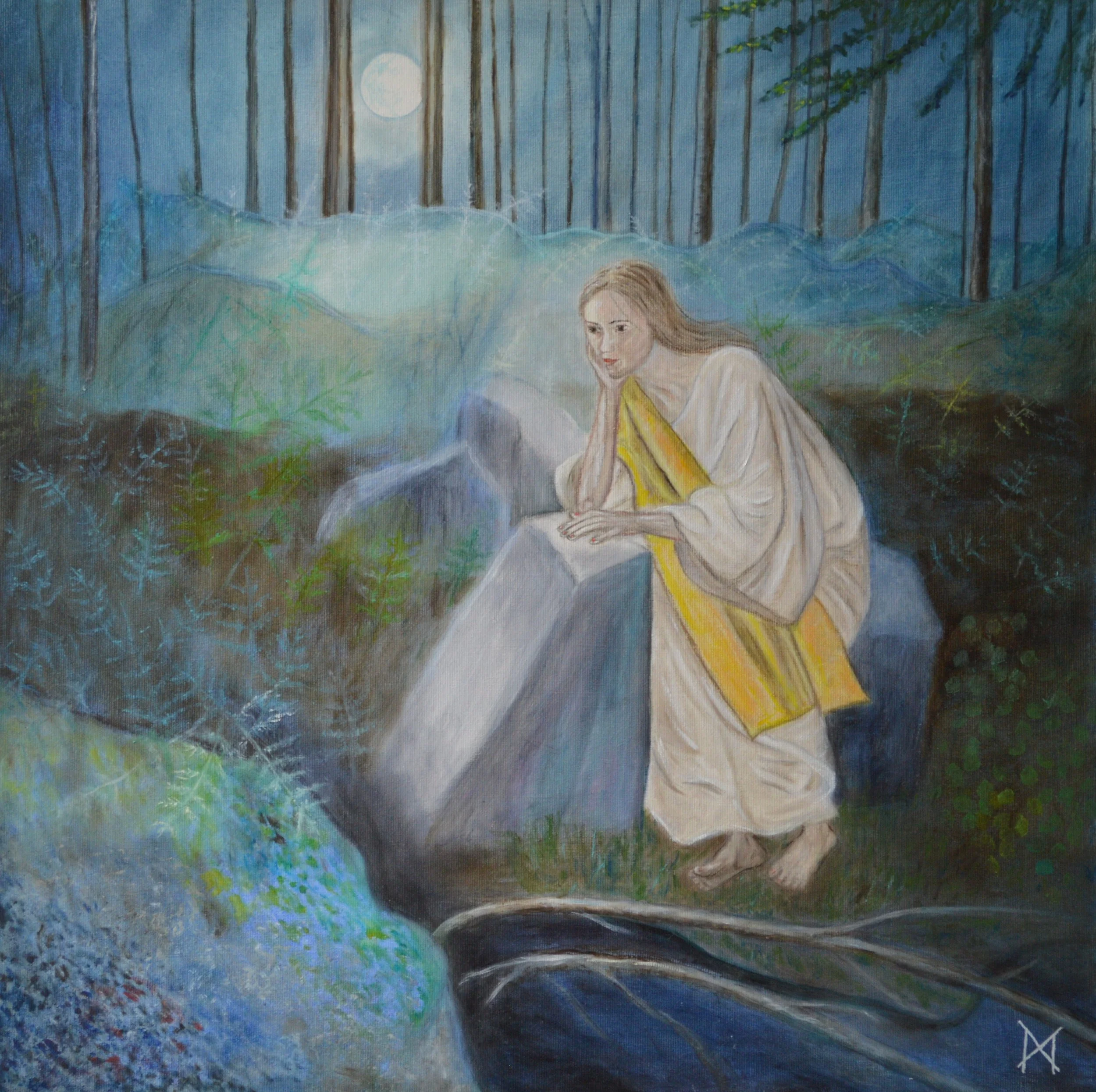 Priska ponders over the Meaning of Life, 2022, oil on canvas, 60 cm x 60 cm