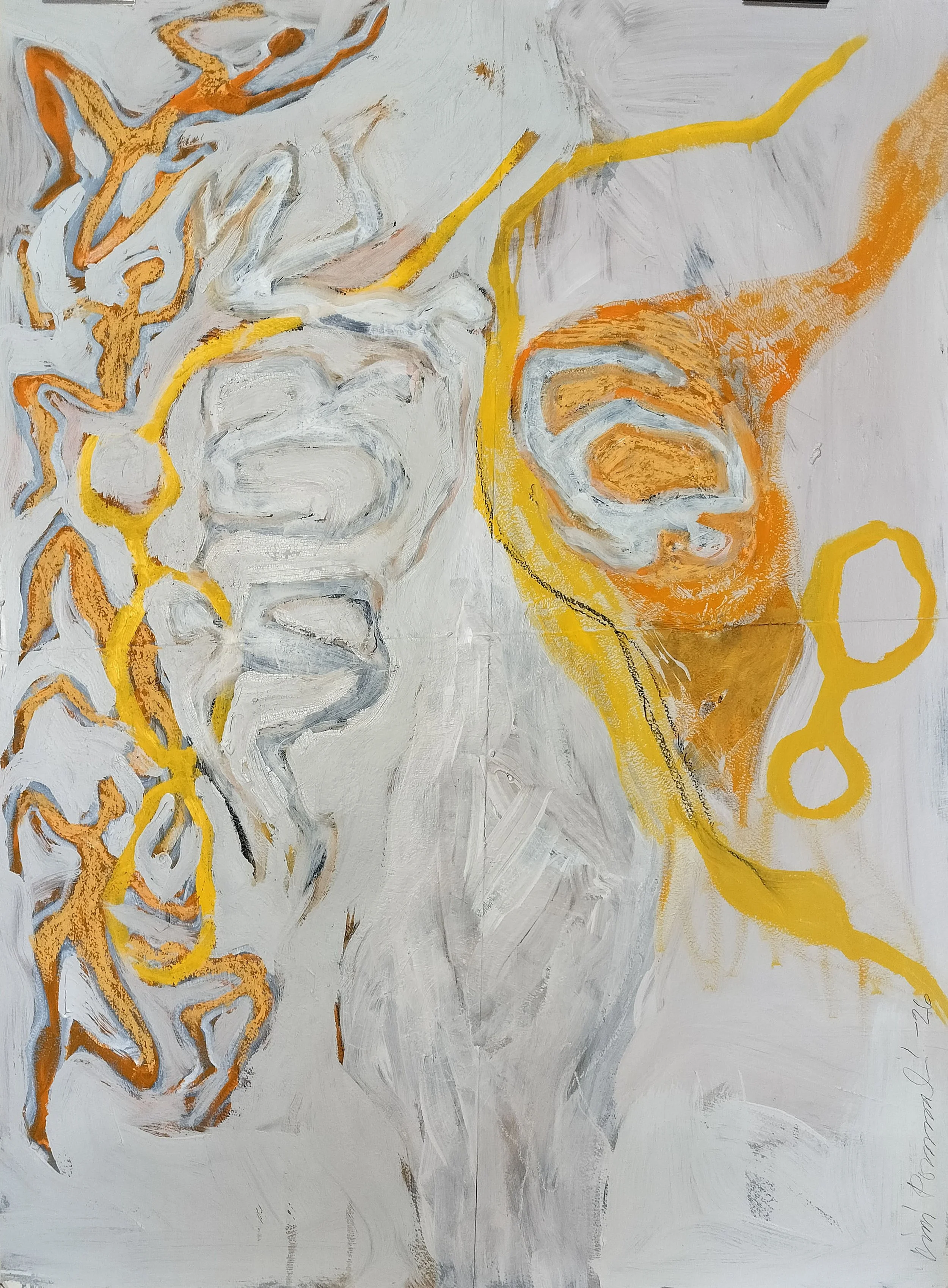 Something else, 2026, Oil, wax and oil pastel on paper, 117 x 82 cm.