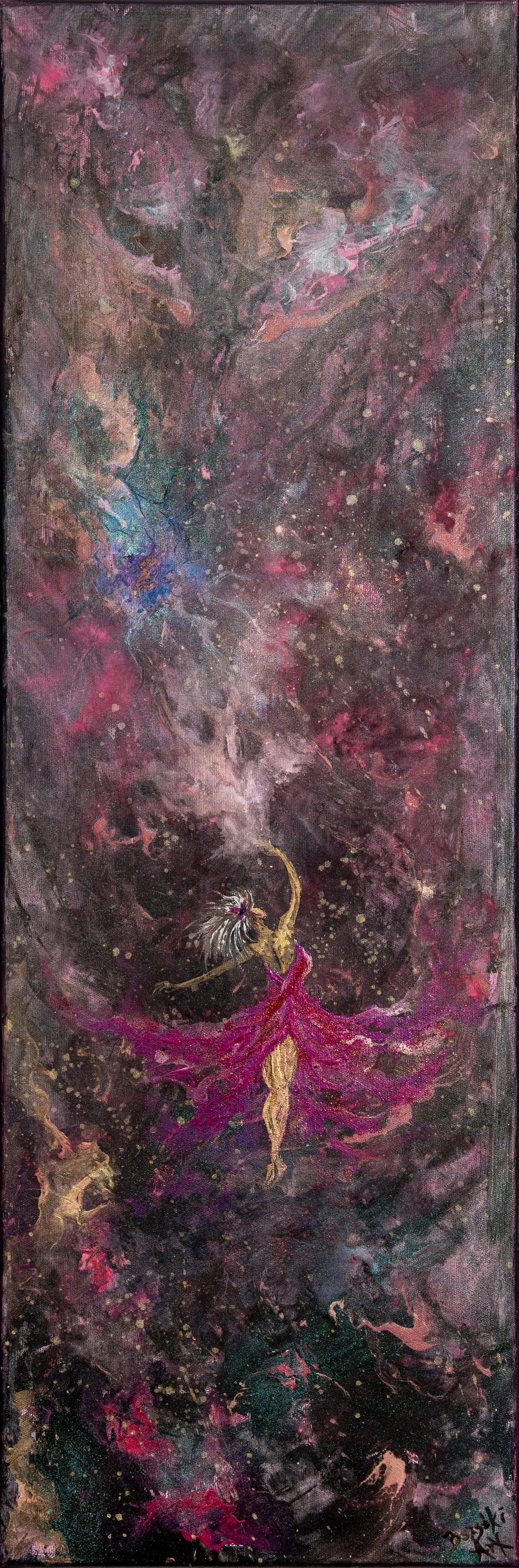 Tuch the sky 2024; acrilyc on canvas; 30x90 cm