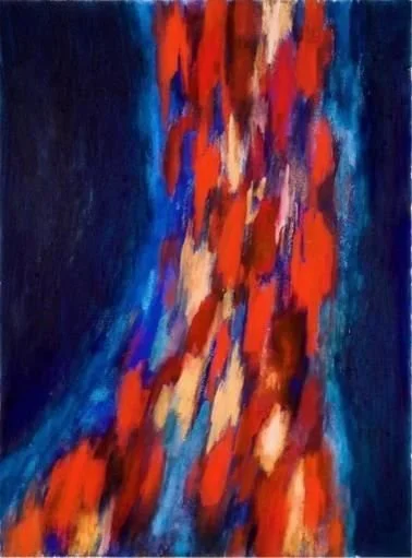 MY WAY, 75x50cm. Pigments+blood-water on aquarelle paper, 75x50cm.