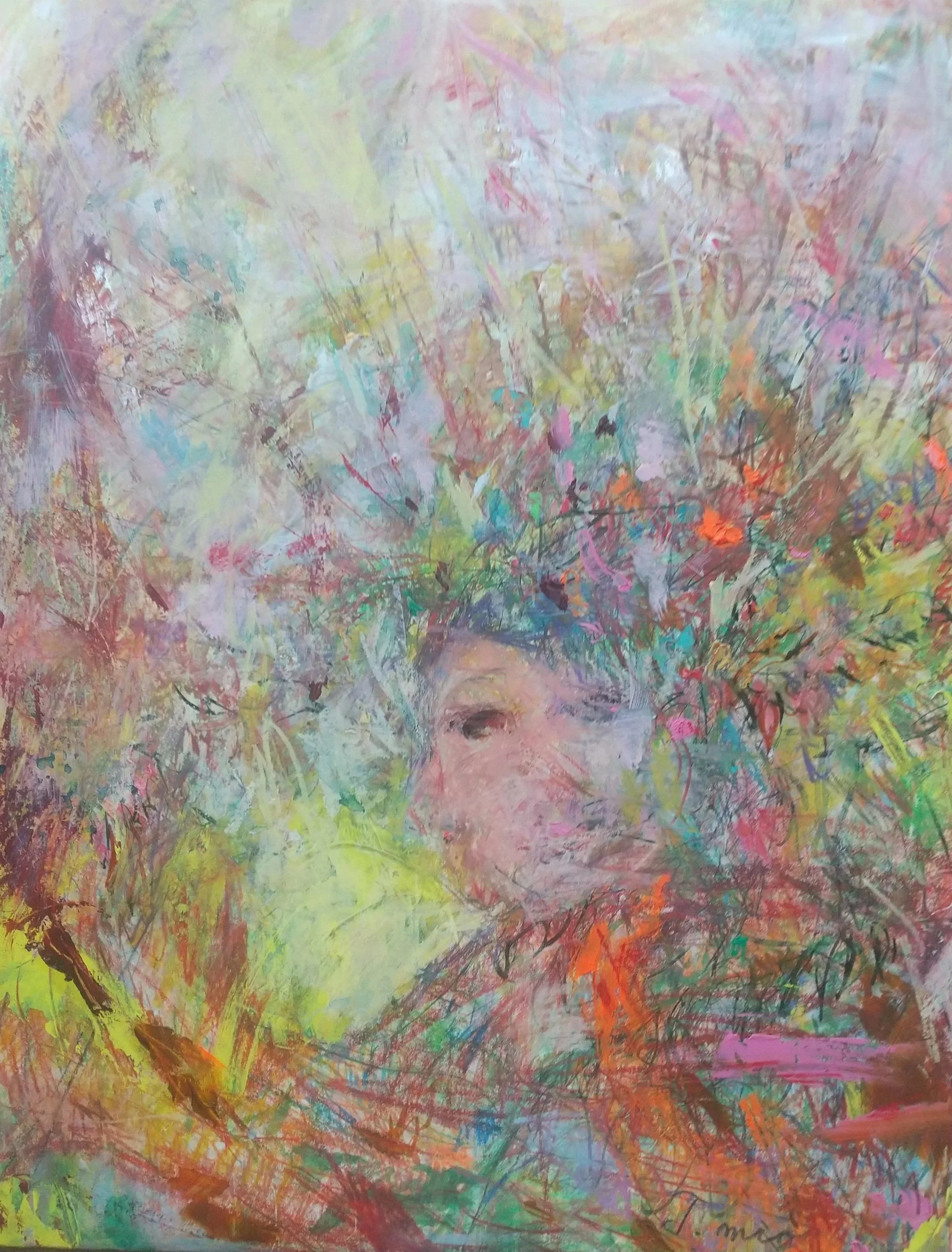 Wisteria ticking time,paper acryiaie,2023,47×35.7㎝