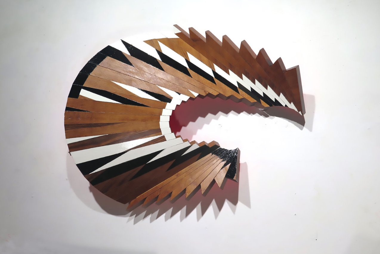 "VP #48", 2018 Enamel on Bubinga 20 × 24 × 6 in | 50.8 × 61 × 15.2 cm