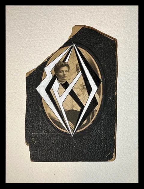 Her Glance 2023 | Woodstock, New York Ink, gouache, pencil on torn photograph | H: 8/20 W: 5.25/13 (in/cm)