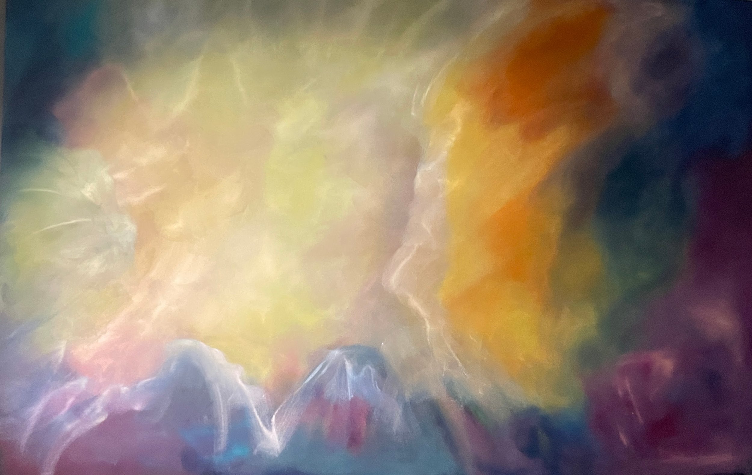 Just in another dimension oil on canvas 200cm x 120cm  2025 capturing the atmospheric and intense feeling of eternal dimensions just out of reach.