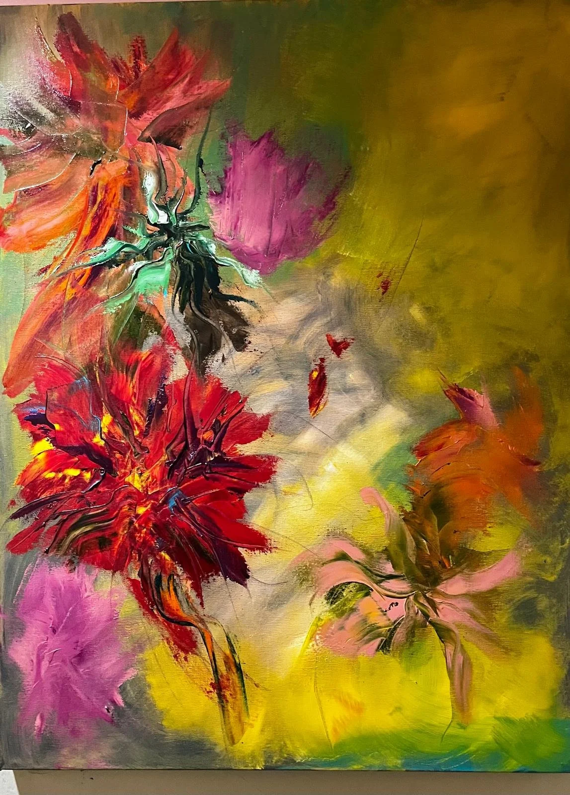 For the Ladies 80cm x 60cm oil on canvas , using light and movement to celebrate the beauty and resilience of all women everywhere . 2025 using brush and knife to create depth and texture.