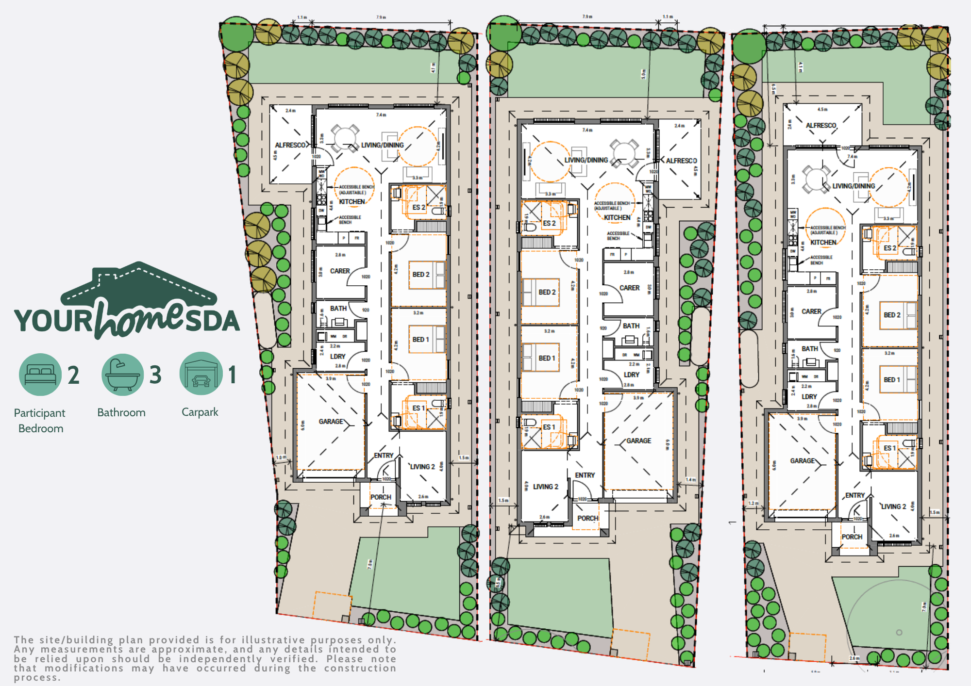 Floor plan of specialist disability accommodation in Evanston.
