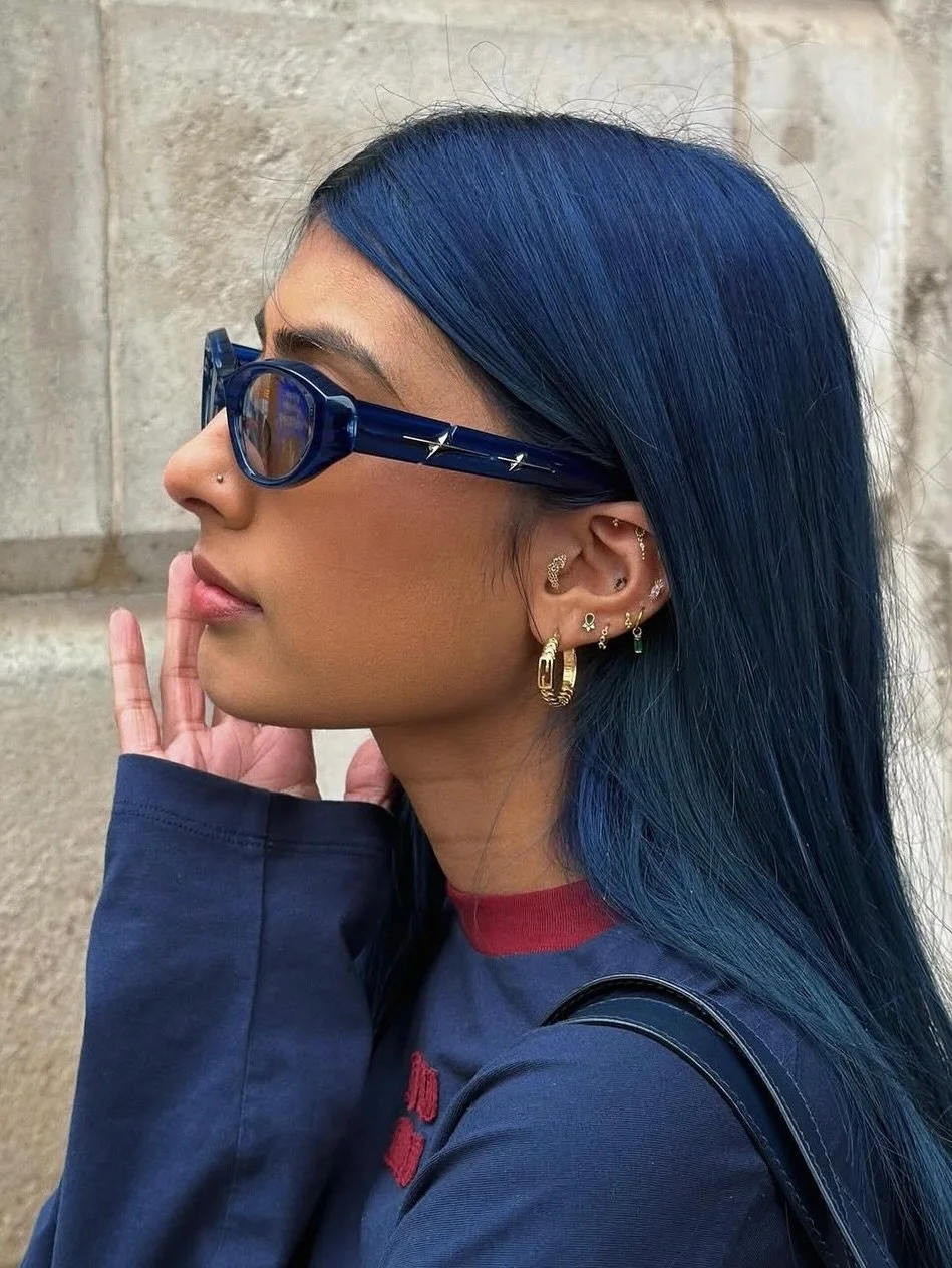the art of ear styling ✨ a new flat piercing for @natashahmedx to finish her ear!