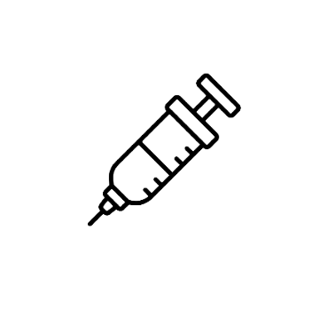 Line drawing of a syringe.