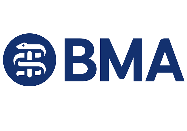 The logo of the British Medical Association (BMA), featuring a blue circle with a white snake coiled around a staff, and the letters 'BMA' to the right.