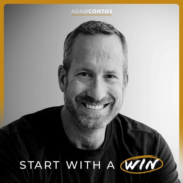 Podcast artwork featuring photo of smiling Adam Contos