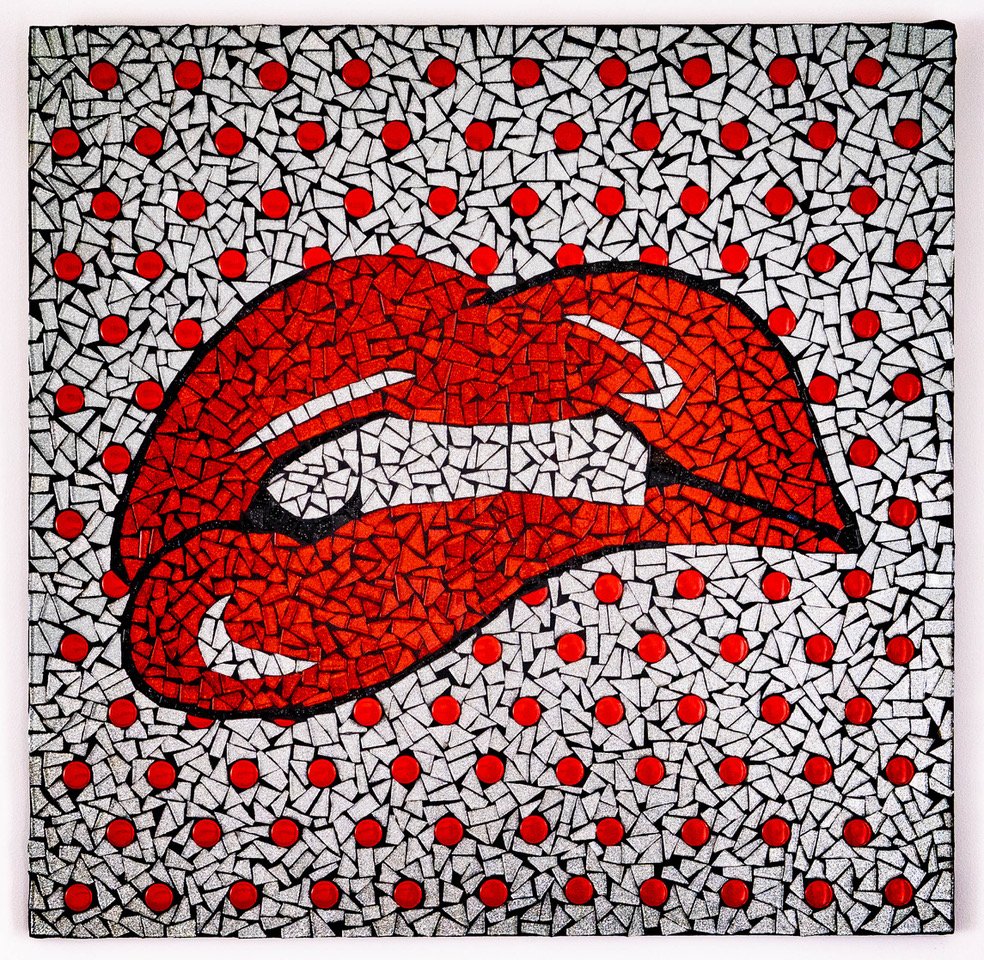 Lips, Glass Mosaic, 24 x 24 in., 2022