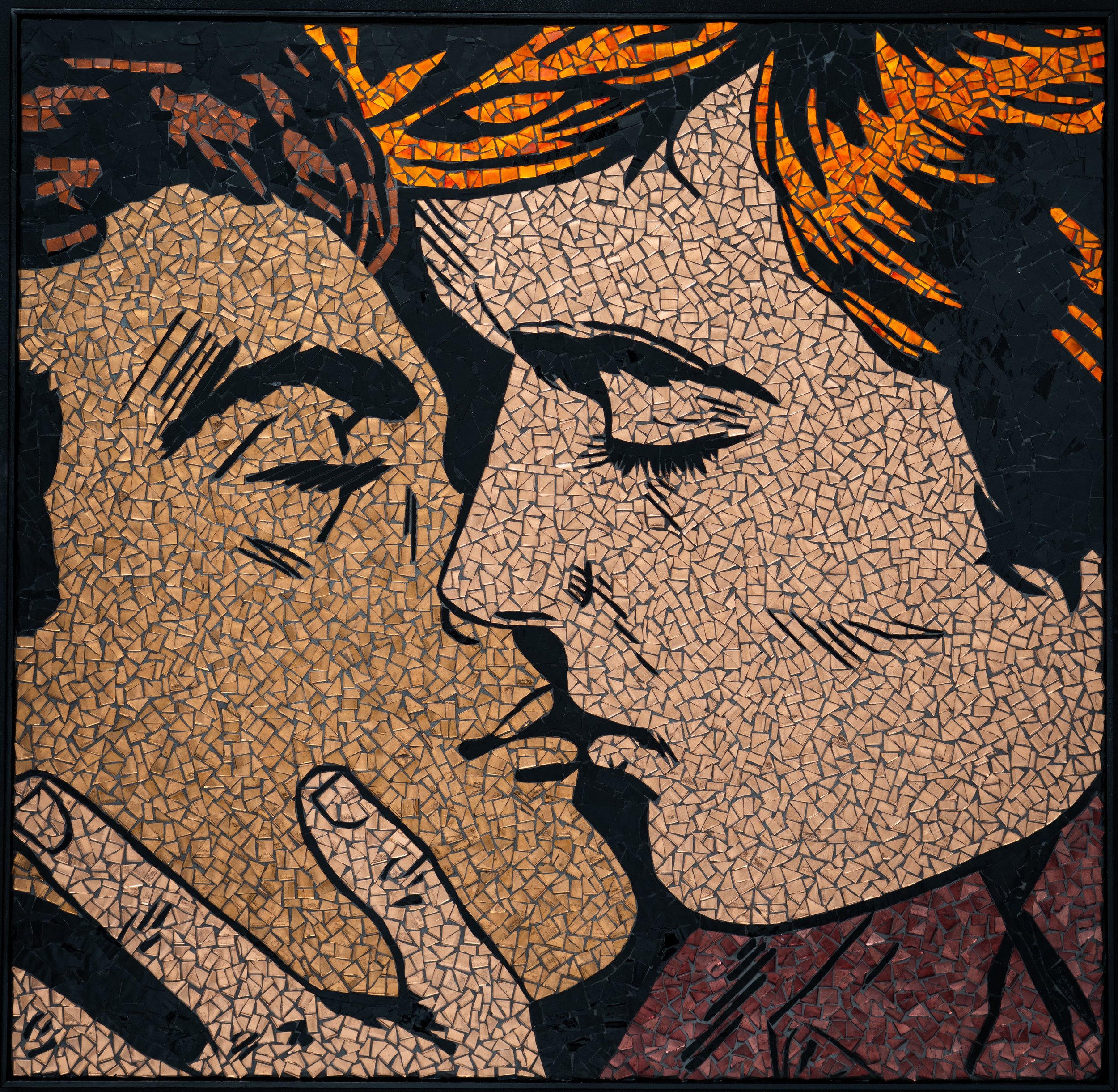The Kiss, Glass Mosaic, 35 x 36 in., 2022
