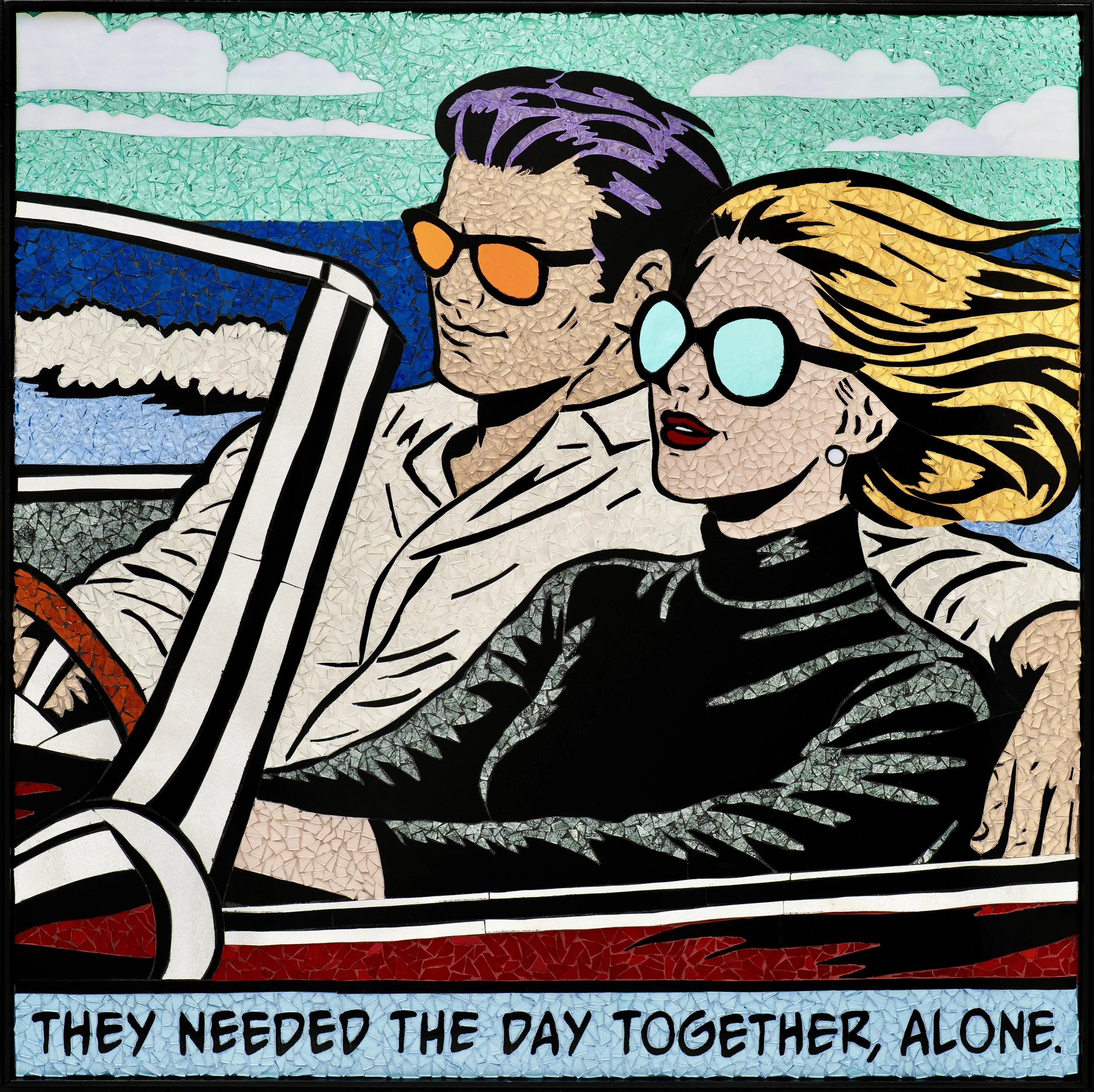 The Getaway Car, Glass Mosaic, 36 x 36 in., 2026