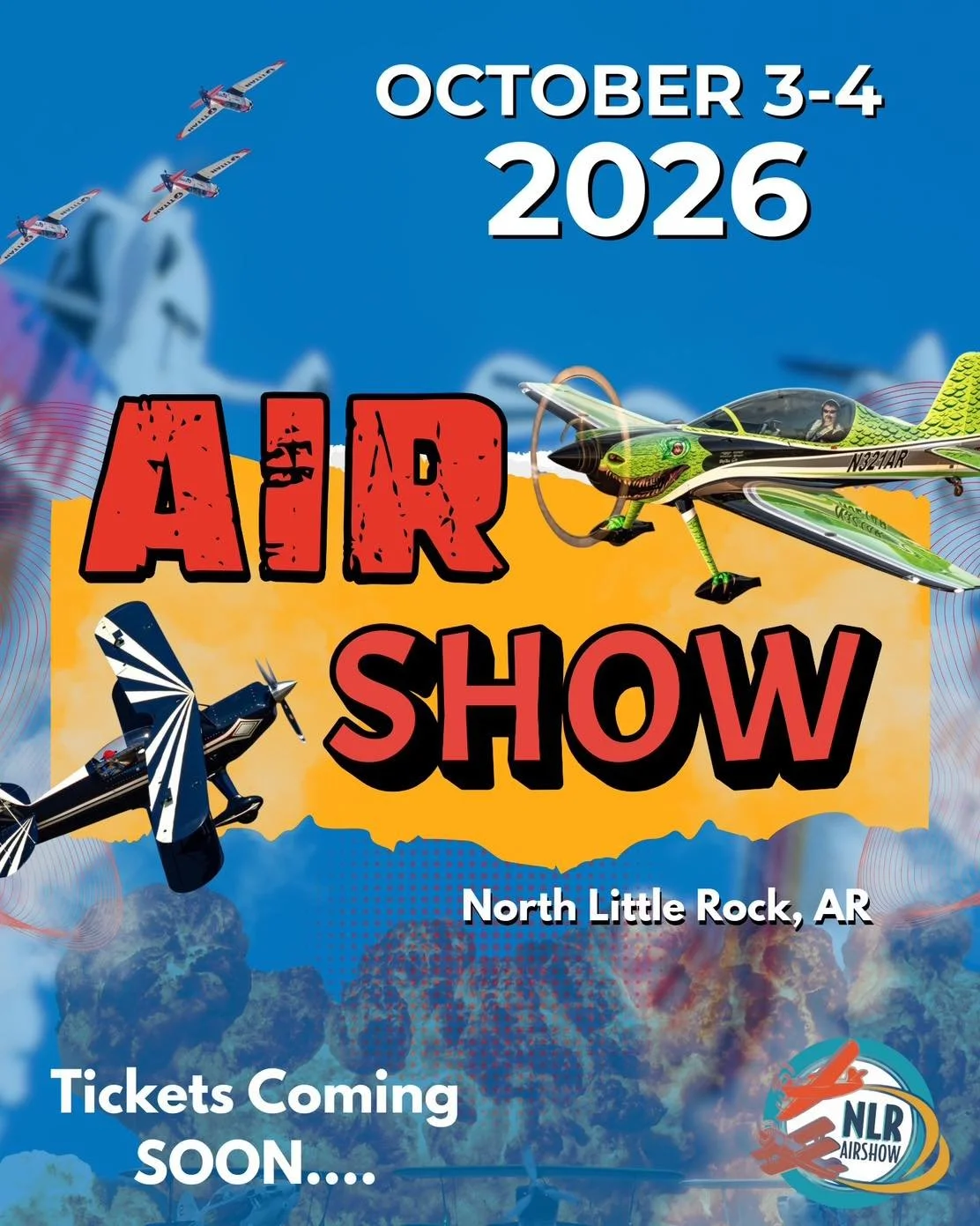 🛩️MARK YOUR CALENDARS &mdash; The NLR Airshow is BACK and it&rsquo;s going to be bigger, louder, and more thrilling than ever! 🔥

🎟️ Ticket information coming SOON &mdash; stay tuned!
👇 Tag who you&rsquo;re bringing + follow us for performer reve