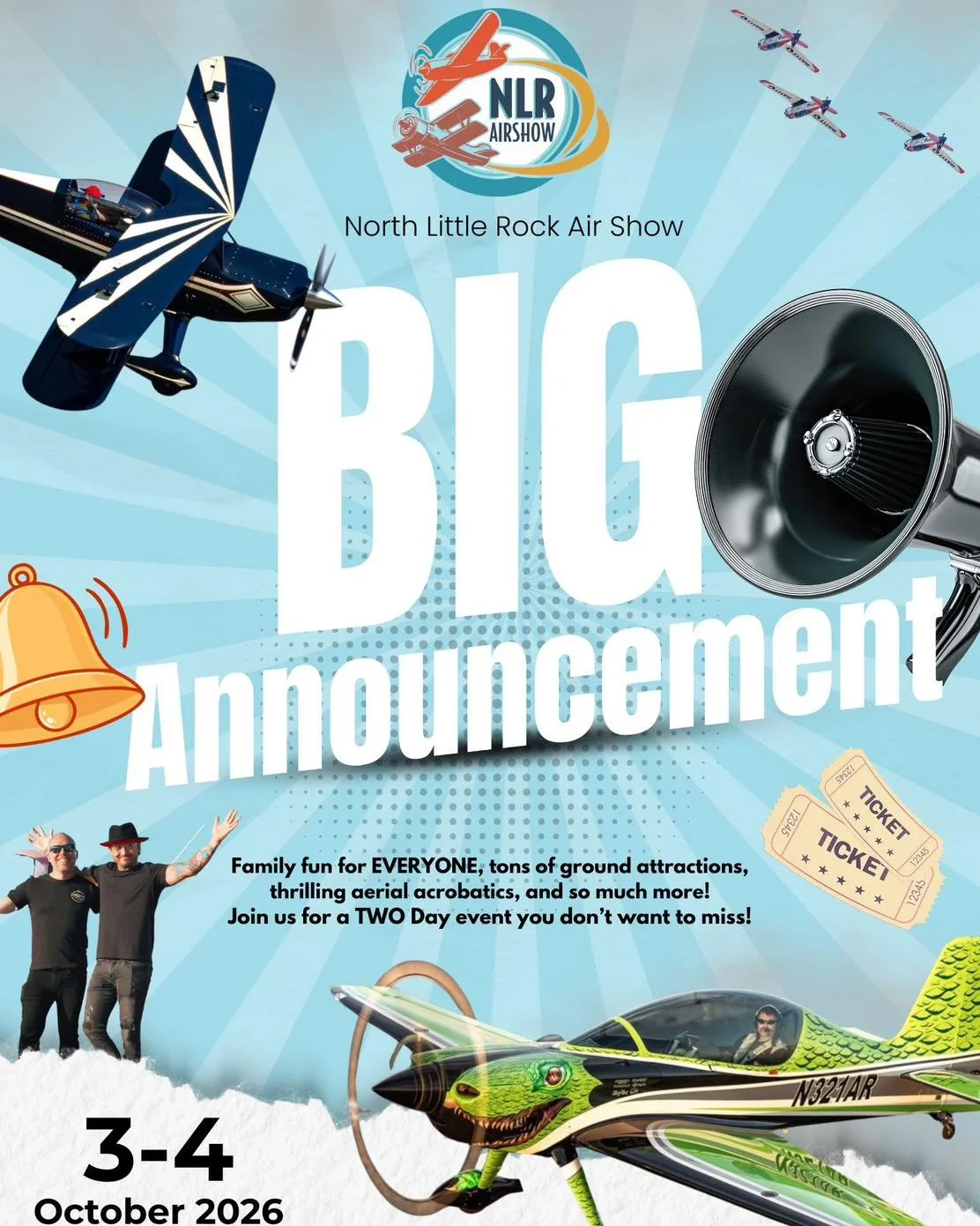 Get ready to look up! The NLR Airshow is returning and we&rsquo;re about to clear the runway for ticket sales starting March 13th!

Whether you're a die-hard aviation geek or just looking for the ultimate family weekend, you won&rsquo;t want to miss 