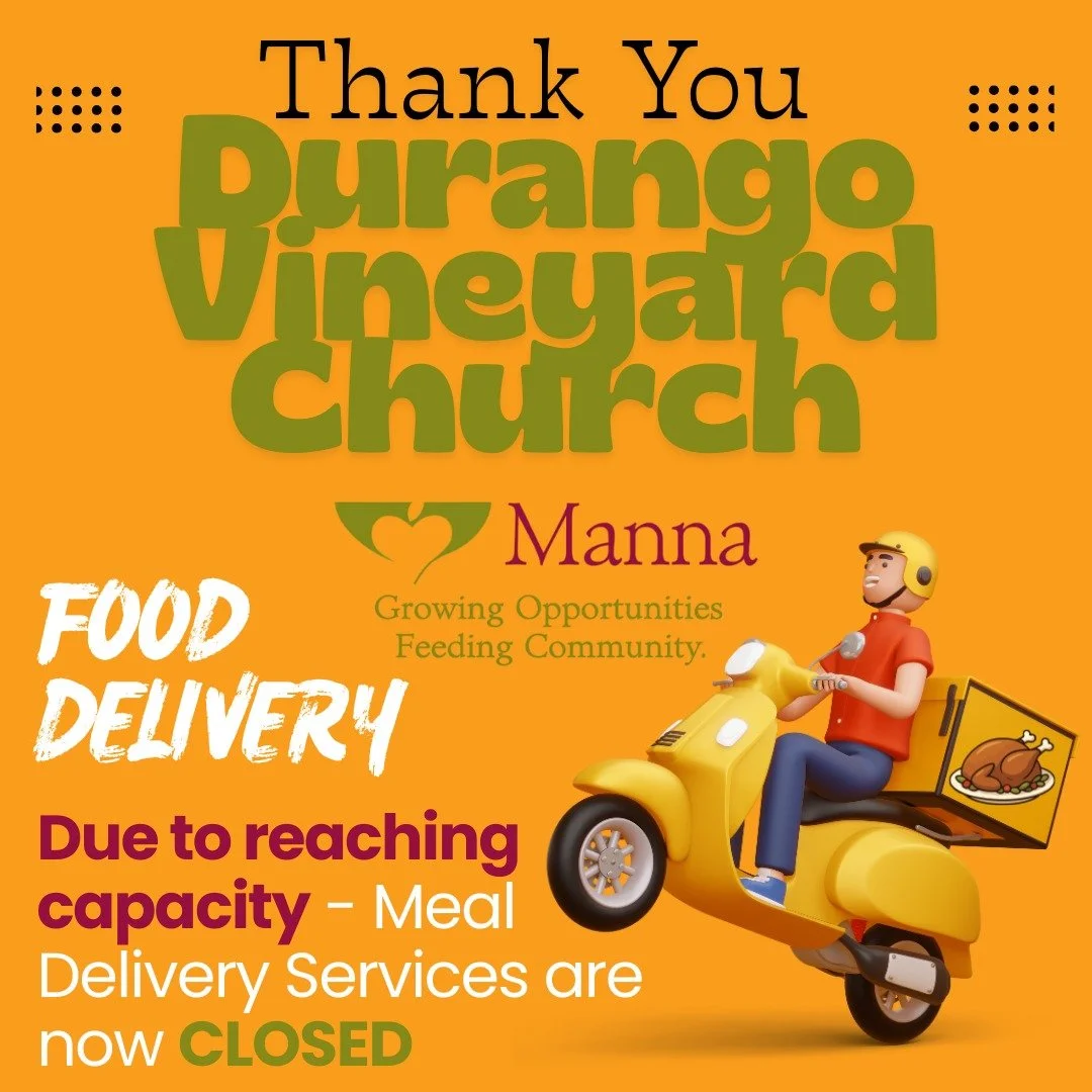 Thank you, @durangovineyard Church, for helping feed La Plata County this Thanksgiving.

Our meal delivery partnership grew in an extraordinary way this year. Together with Durango Vineyard Church, we will be delivering over 650 Thanksgiving meals di