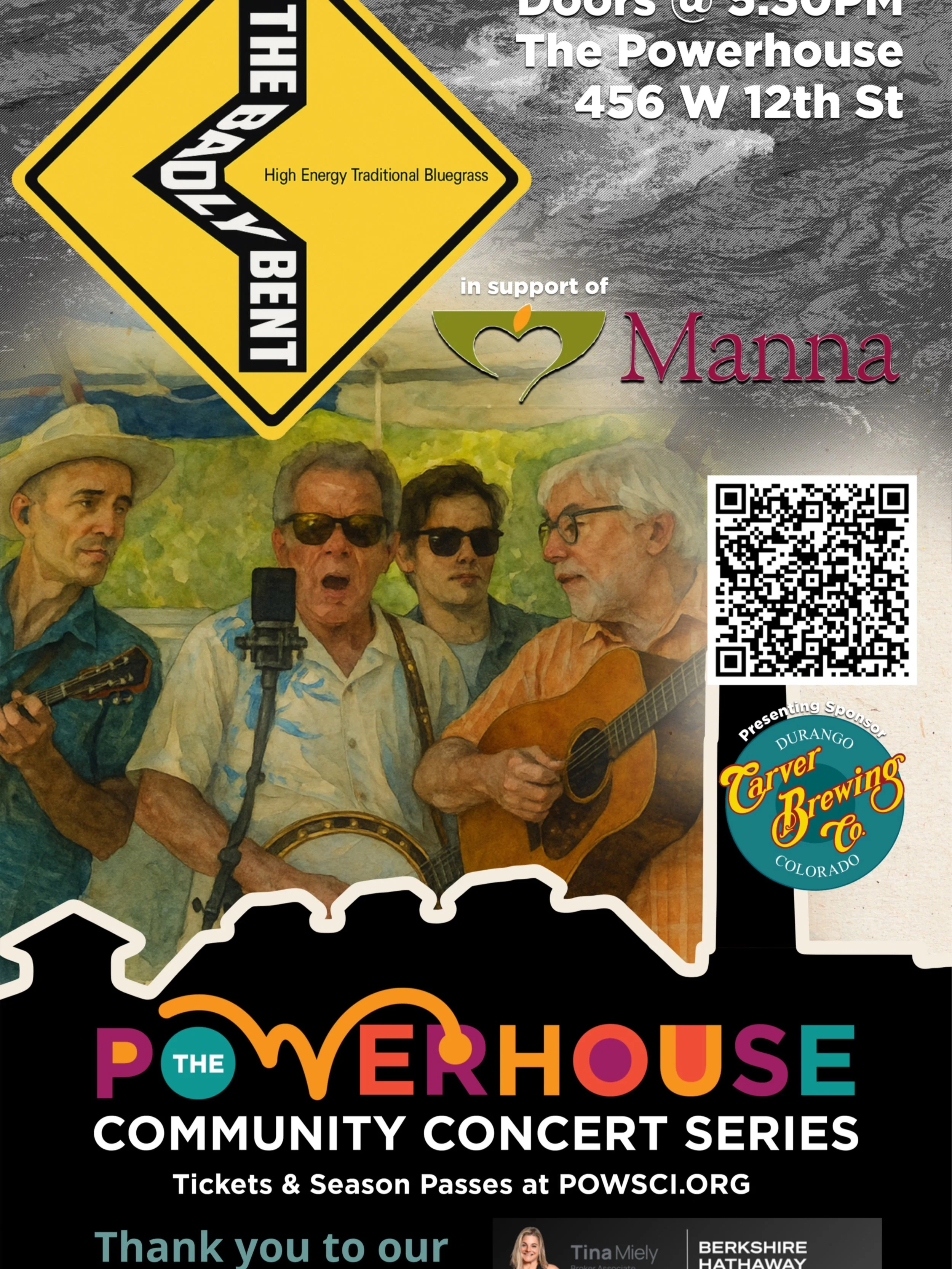 @mannadurango is incredibly excited to be the nonprofit beneficiary for the Wednesday, June 10 Community Concert Series at the @powerhousedurango featuring The Badly Bent. Grab your tickets and support Manna here: Visit our Bio and click the Linktree