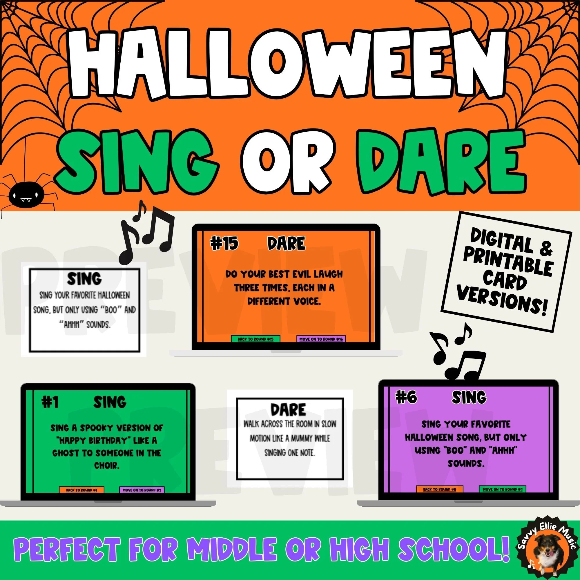 Halloween Sing or Dare -A Game for Middle & High School Choirs (Digital & Print)