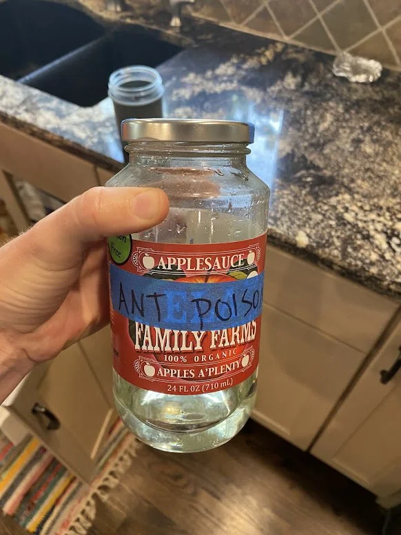 Label on front of jar