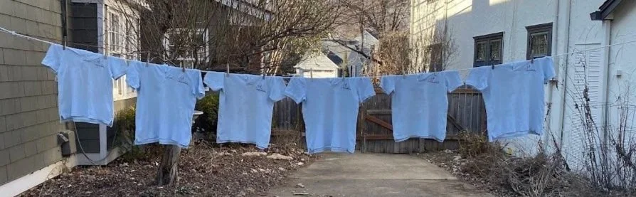Clothing hanging to dry in the sun.