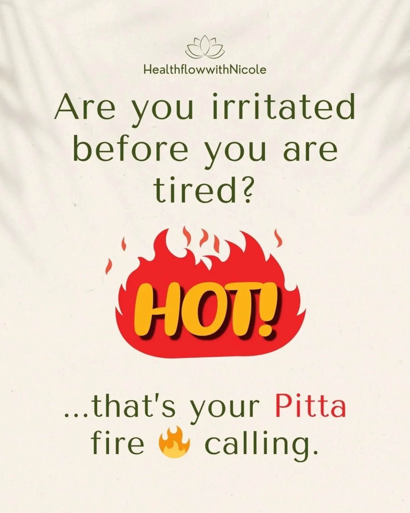 If you never stop &mdash; even when you&rsquo;re exhausted &mdash; this might be your Pitta talking. 🙌🔥

You don&rsquo;t need to know Ayurveda to feel your fire running too high.🔥

You feel it in the way you heat up. 
In the way your mind switches