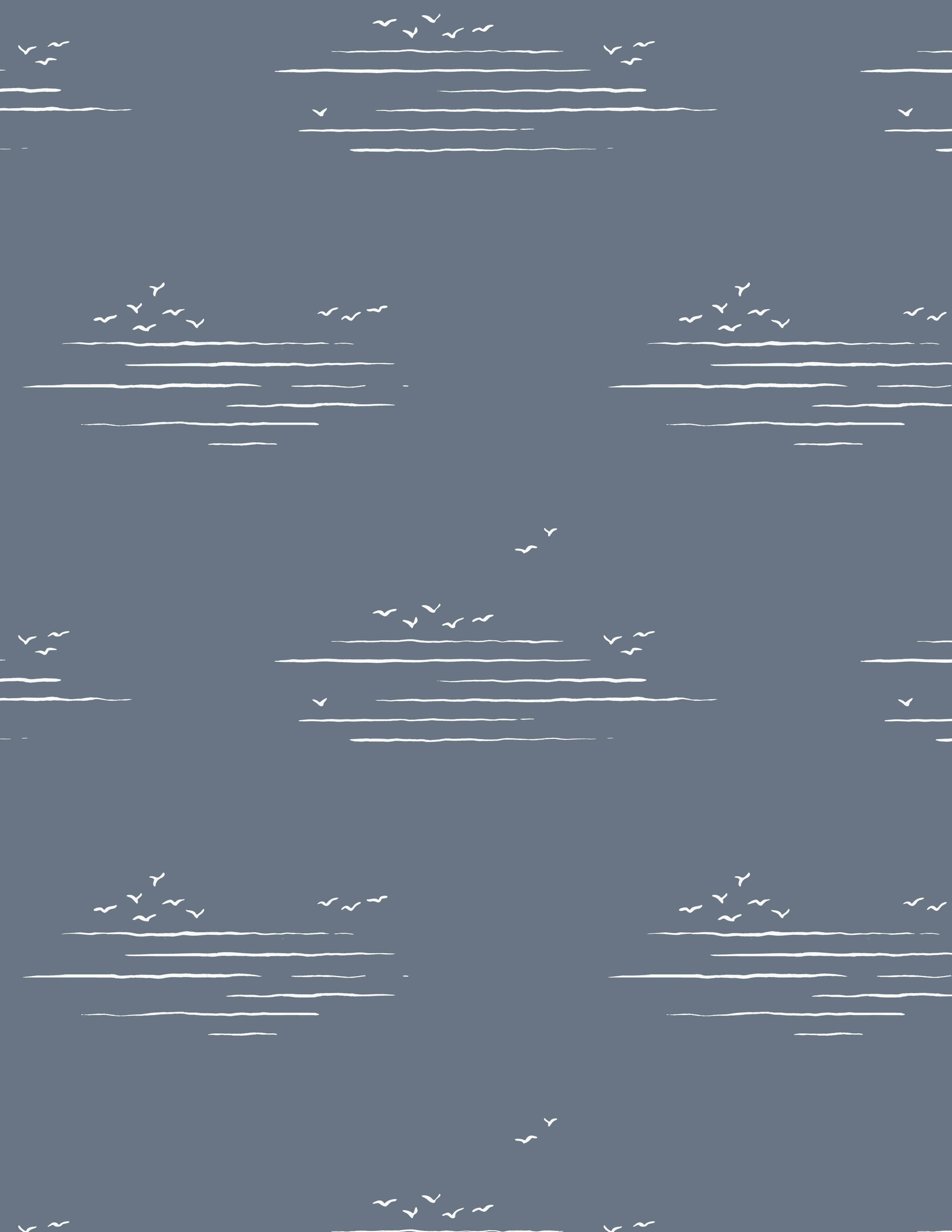 Birds over Water Blue