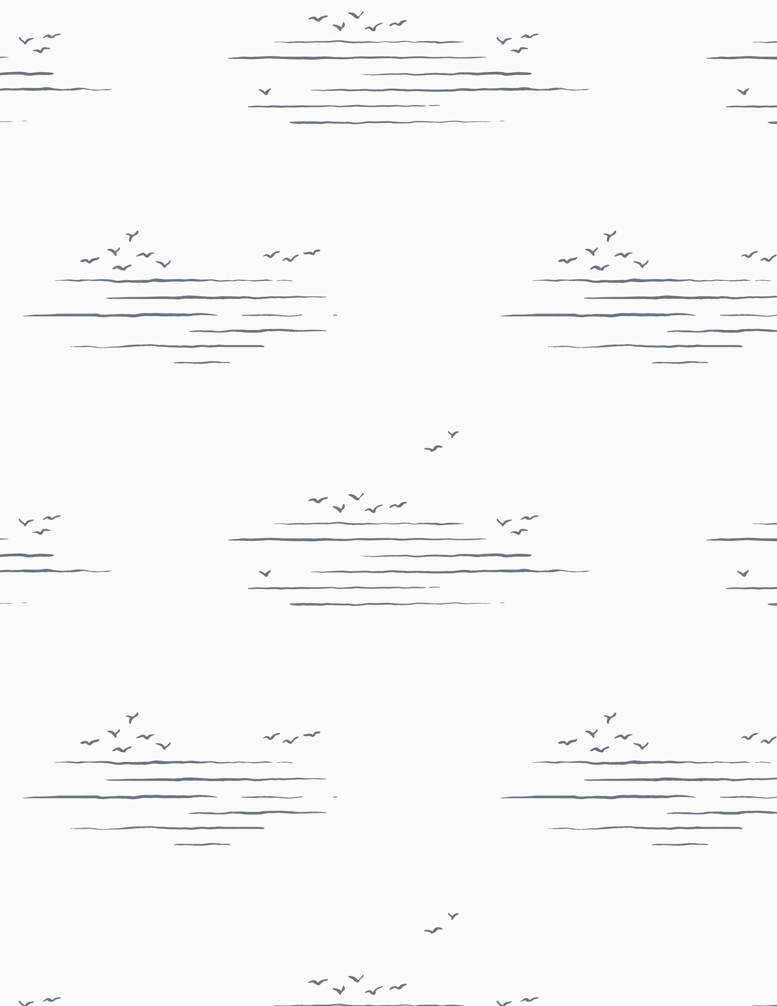 Birds over Water White