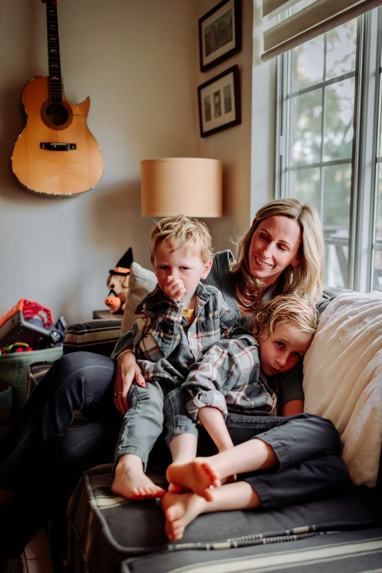 An at-home session for this family of four both inside and outside their home in Boulder, CO