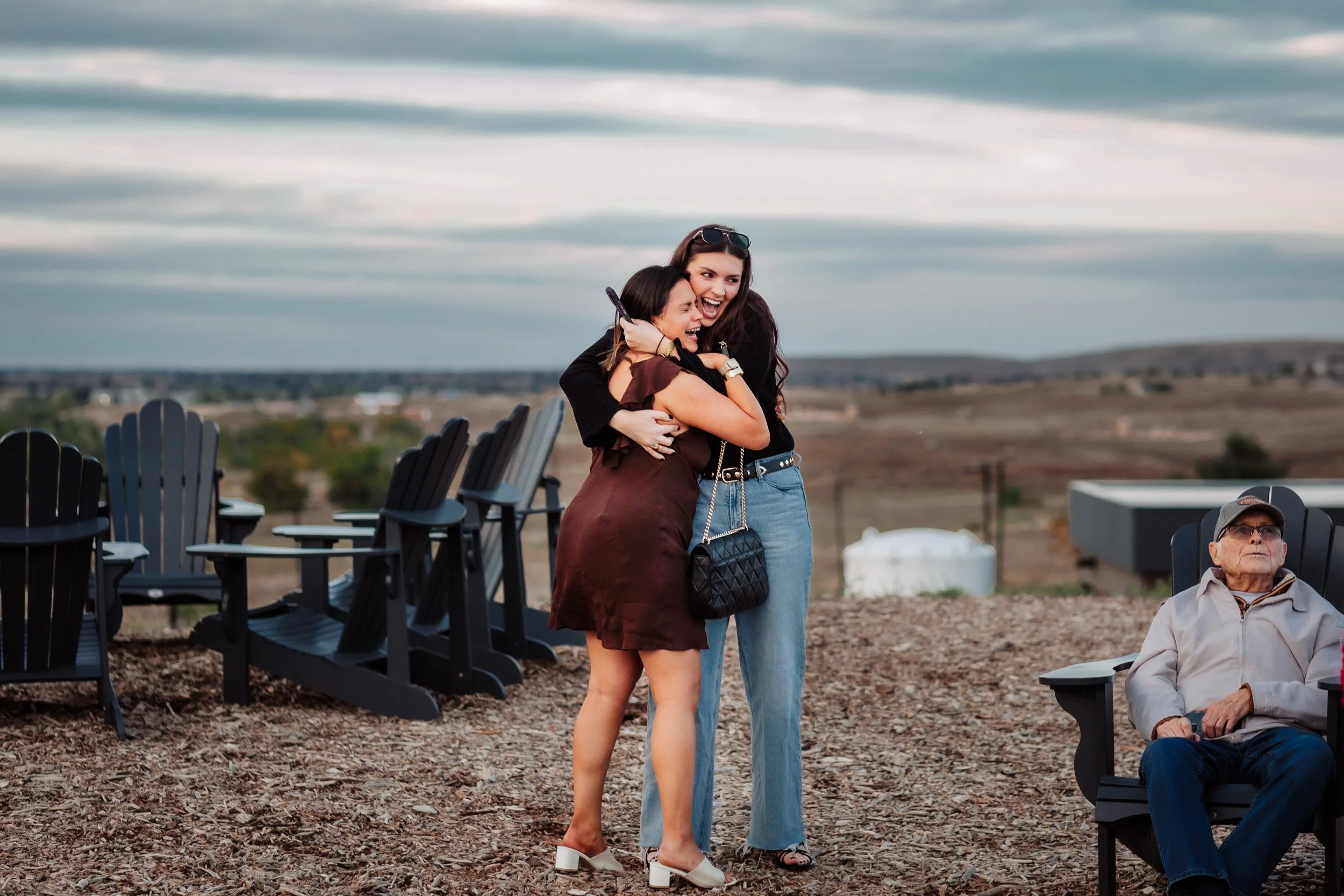 Best friend surprising Gaby after her proposal in Lafayette, Colorado