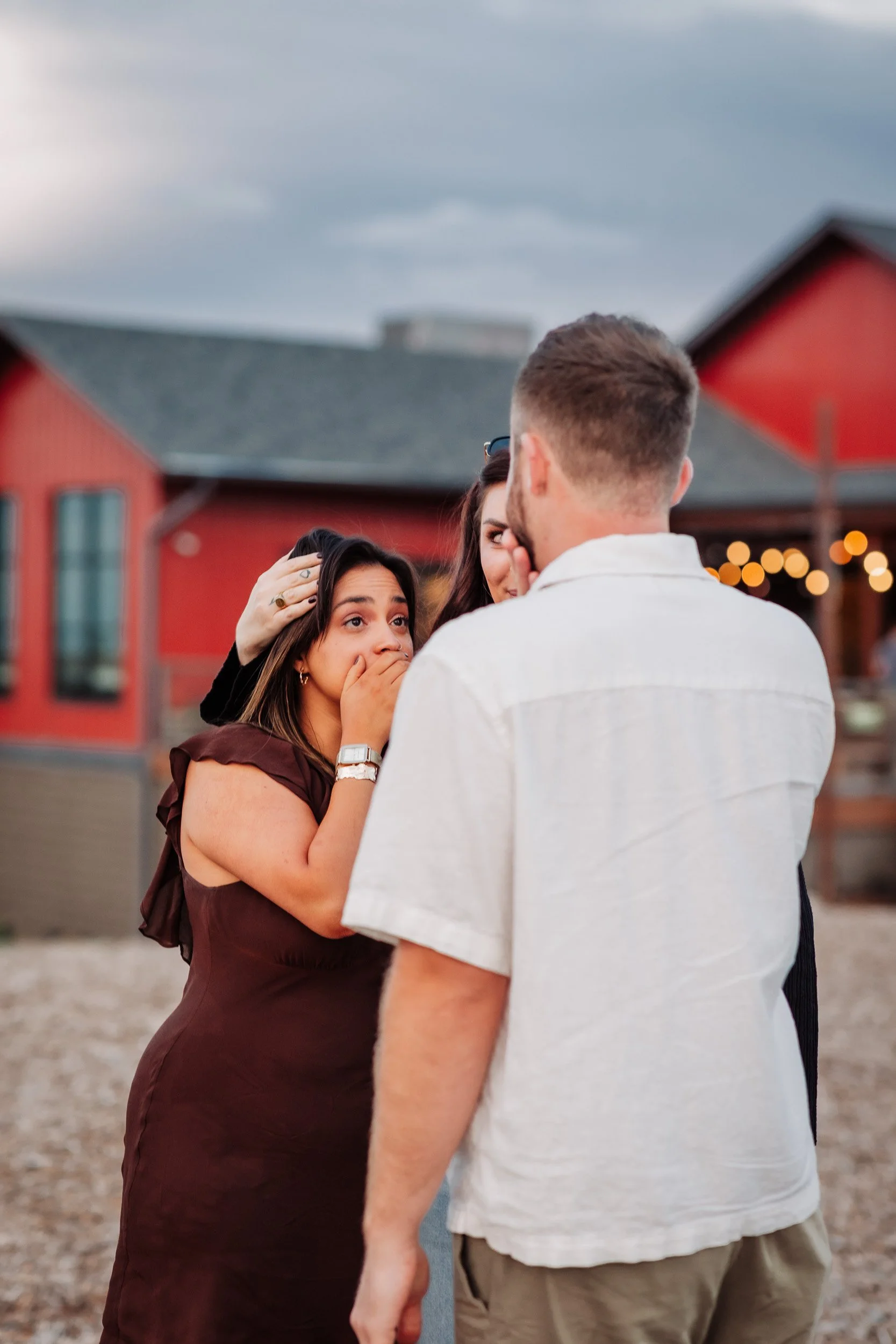 Best friend surprising Gaby after her proposal in Lafayette, Colorado
