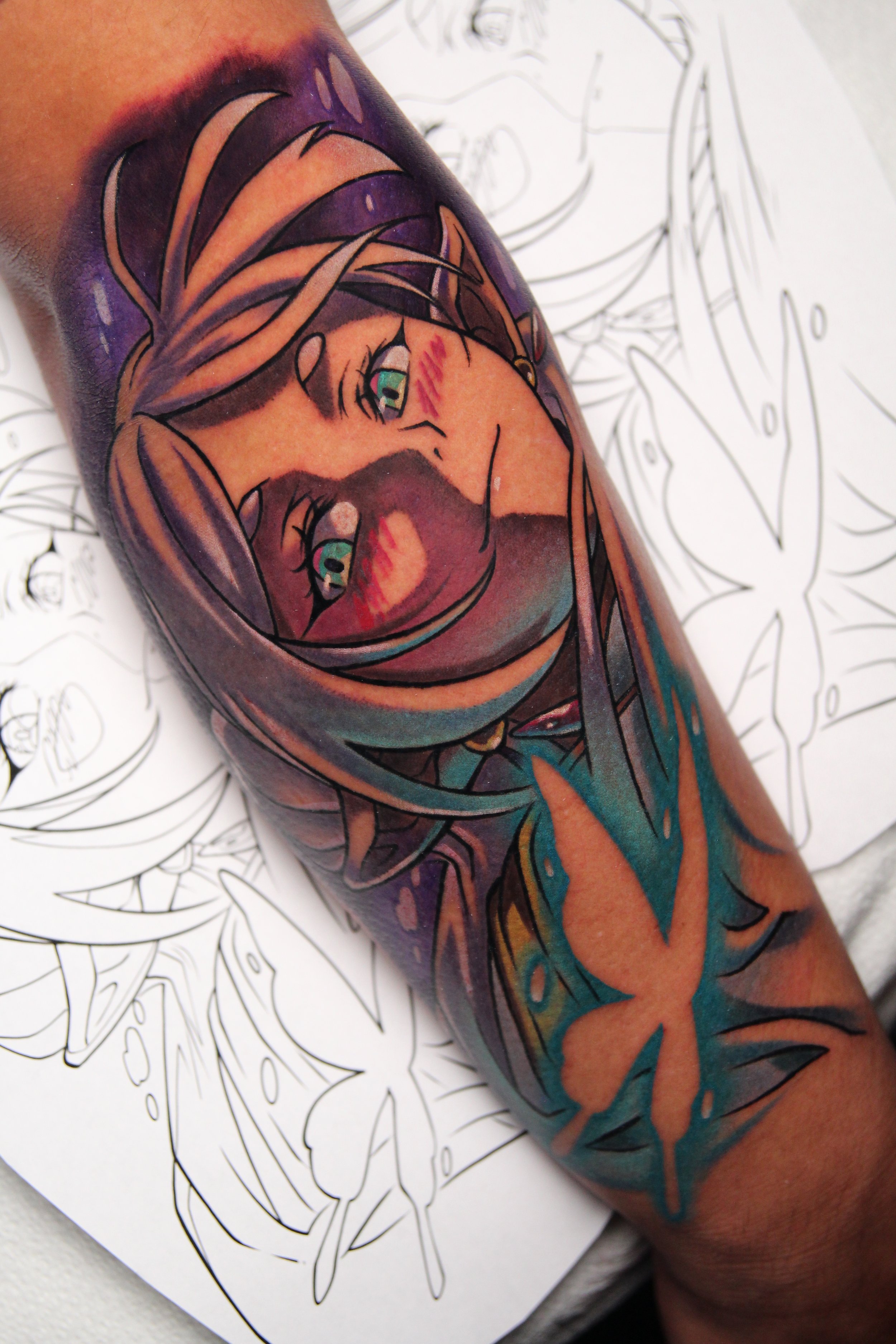 Frieren Tattoo - Anime tattoo of Frieren from Frieren: A Journey's End by Tattoo Artist Ren Behan in Orlando, Florida.