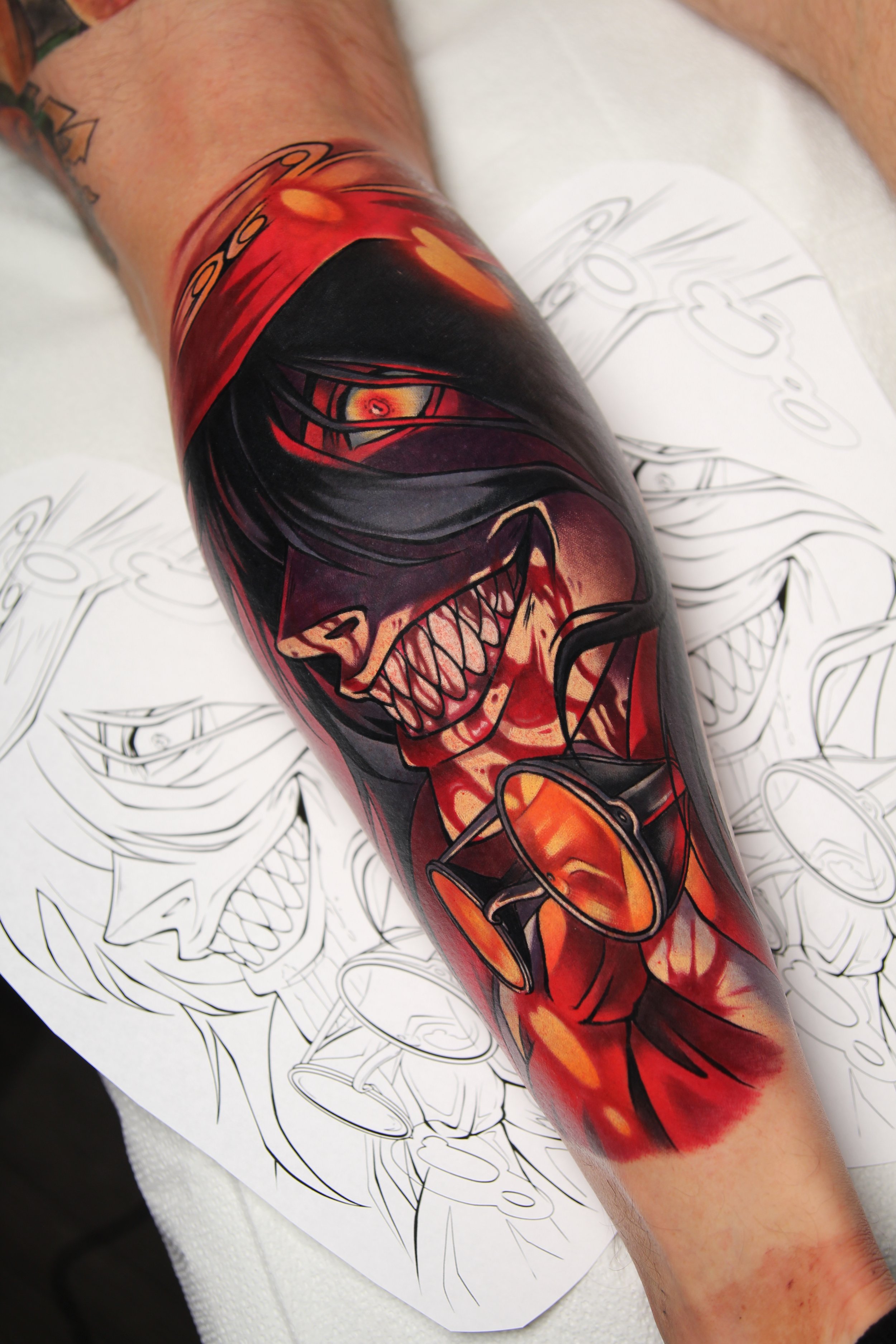 Alucard Tattoo - Anime tattoo of Alucard from Hellsing by Tattoo Artist Ren Behan in Orlando, Florida.