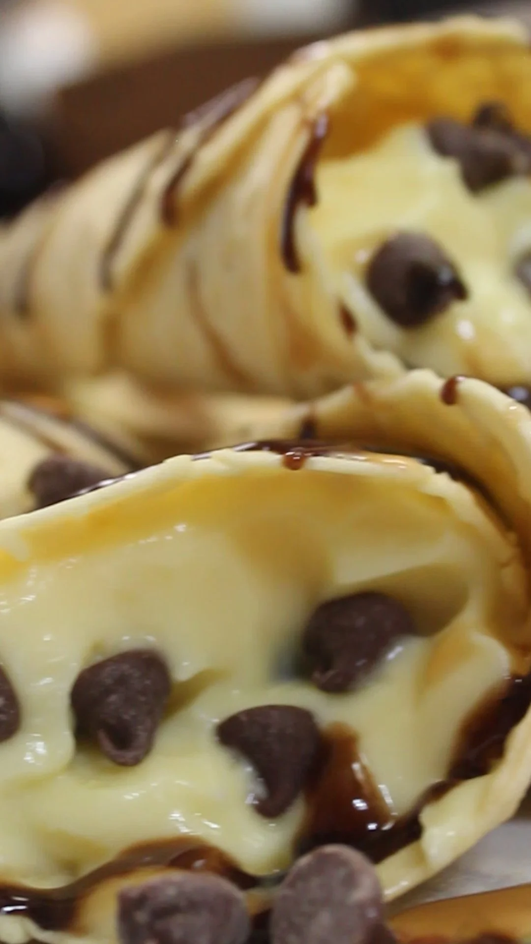 pudding filled pizzelle cones