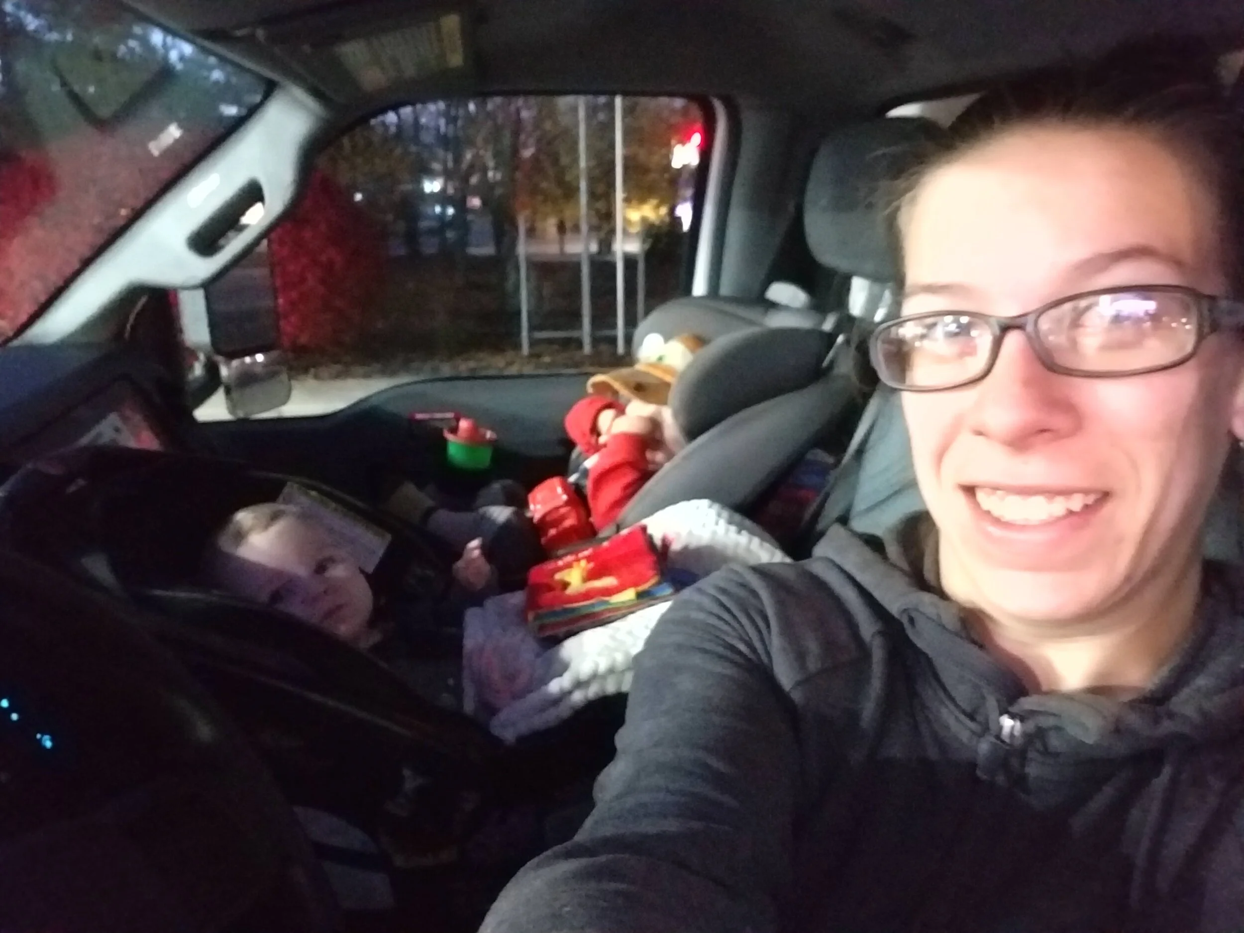 Moving truck with two of our kids