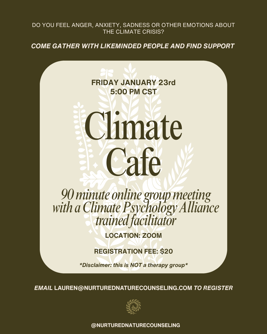 Climate Cafe: Jan 23rd at 5:00 PM CST