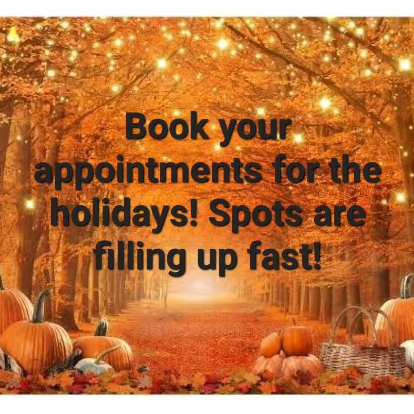 The holidays are coming up. Book your appointments soon! Appointments are filling up fast! Give us a call @ 414-210-3242  or book online at studionailsbayview.com .